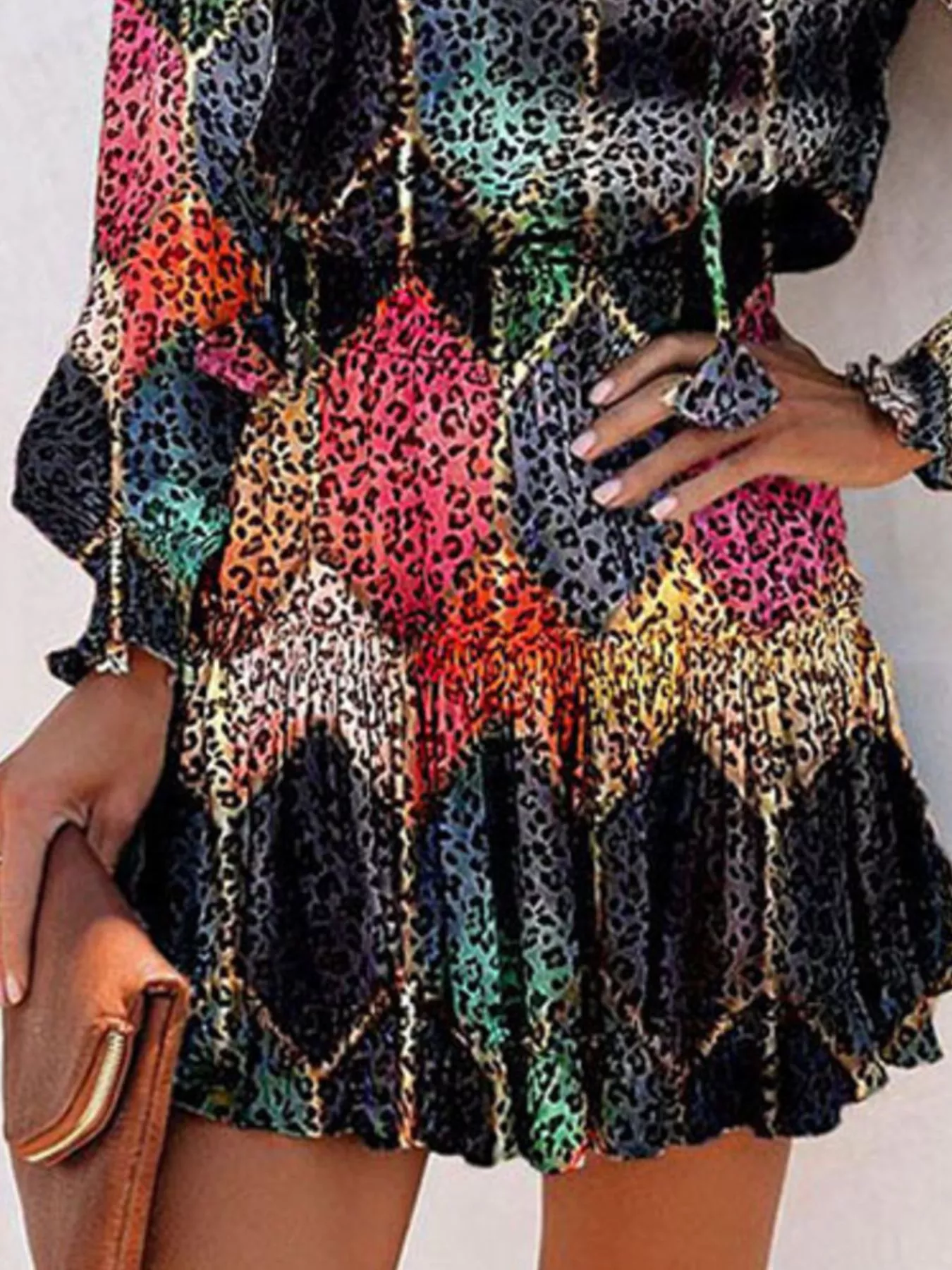 Tie Neck Lantern Sleeve Dress - Image 18