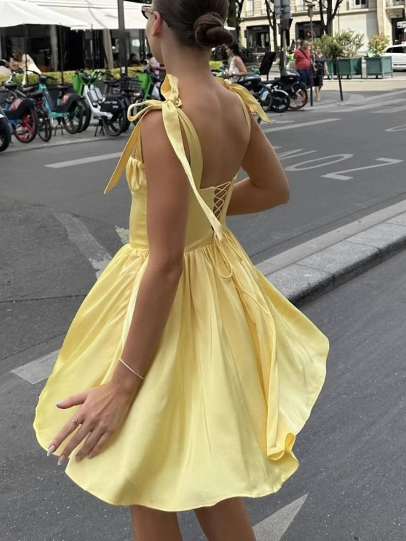 Tie-Shoulder Square Neck Mini Dress - Image 3