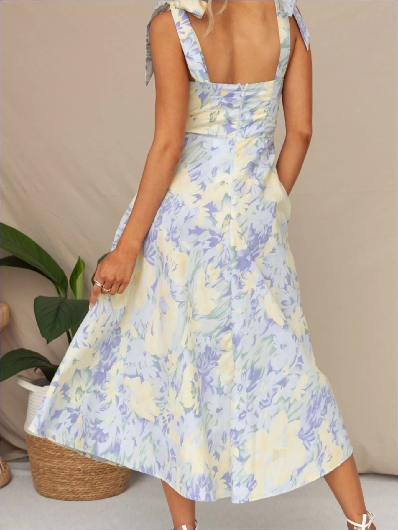 Tie-Shoulder Sweetheart Neck Summer Dress - Image 6