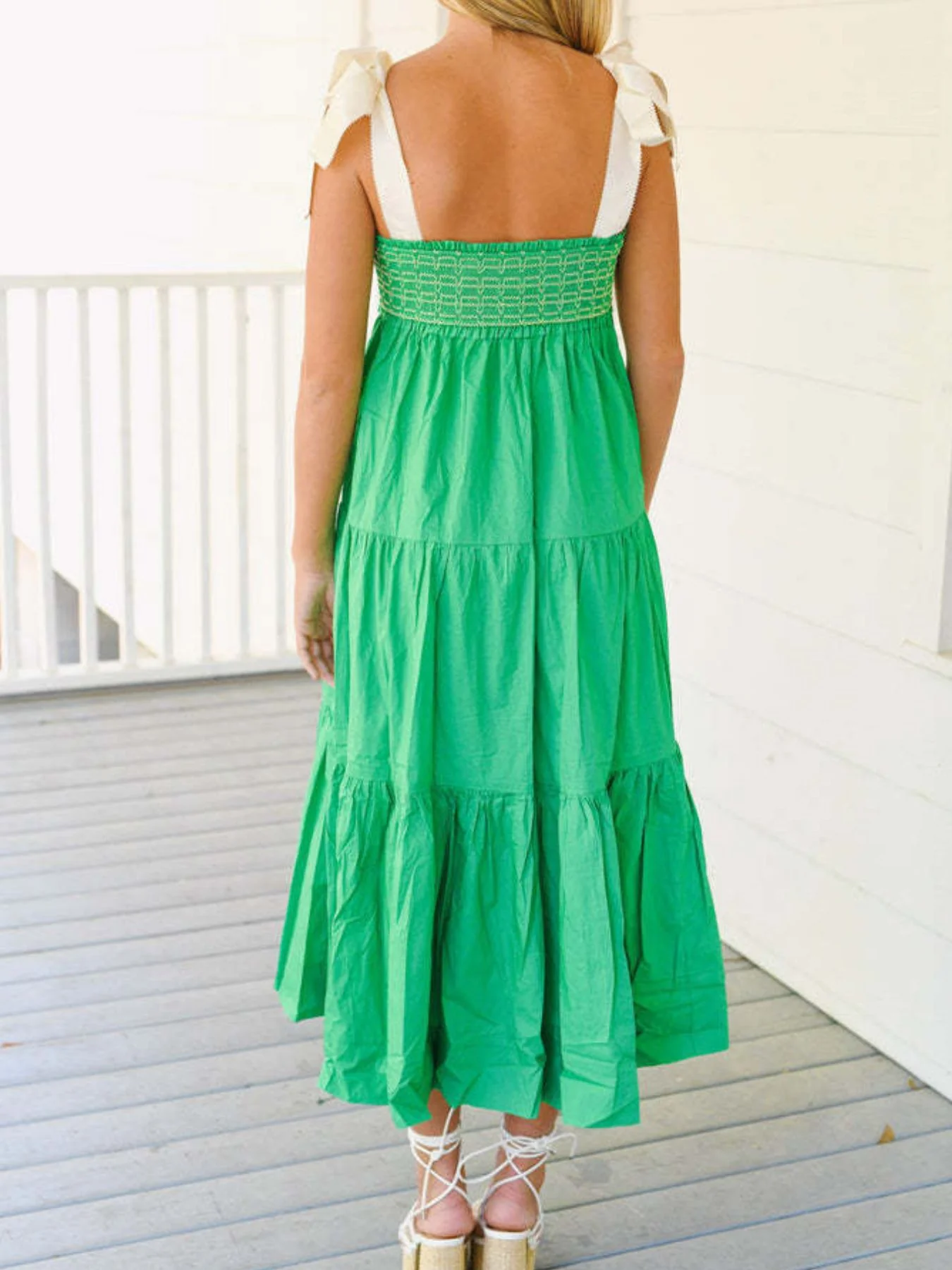 Tie Shoulder Tiered Midi Dress - Image 10