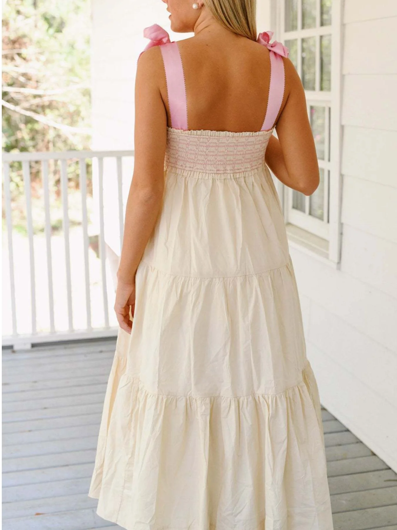 Tie Shoulder Tiered Midi Dress - Image 2