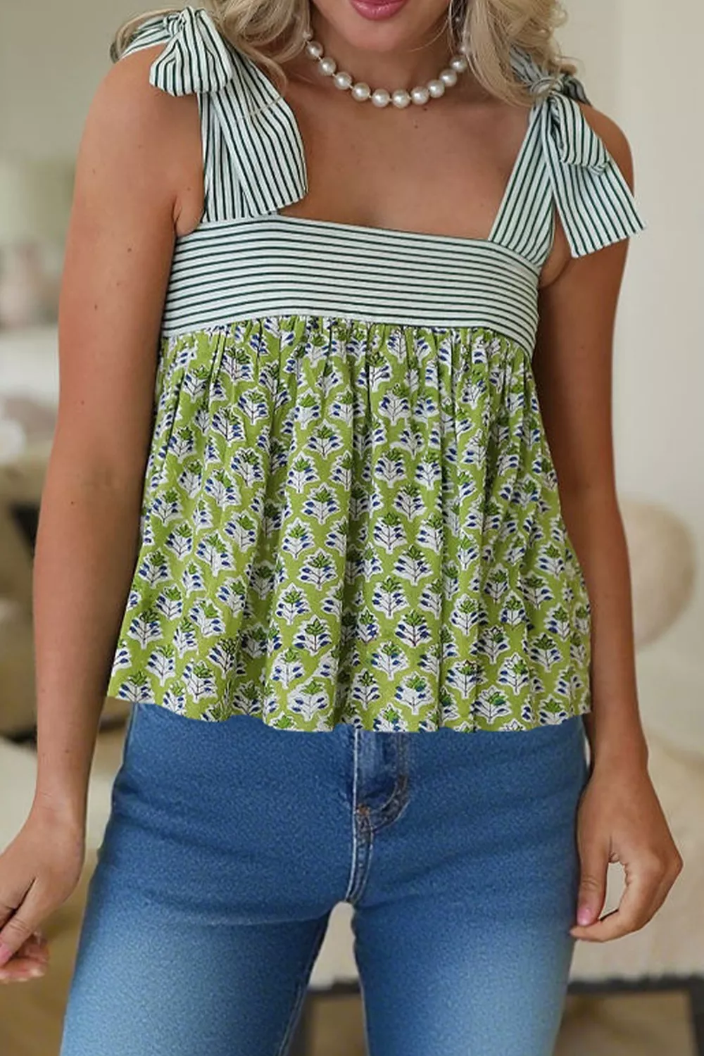 Tie-Strap Floral Print Tank - Image 3