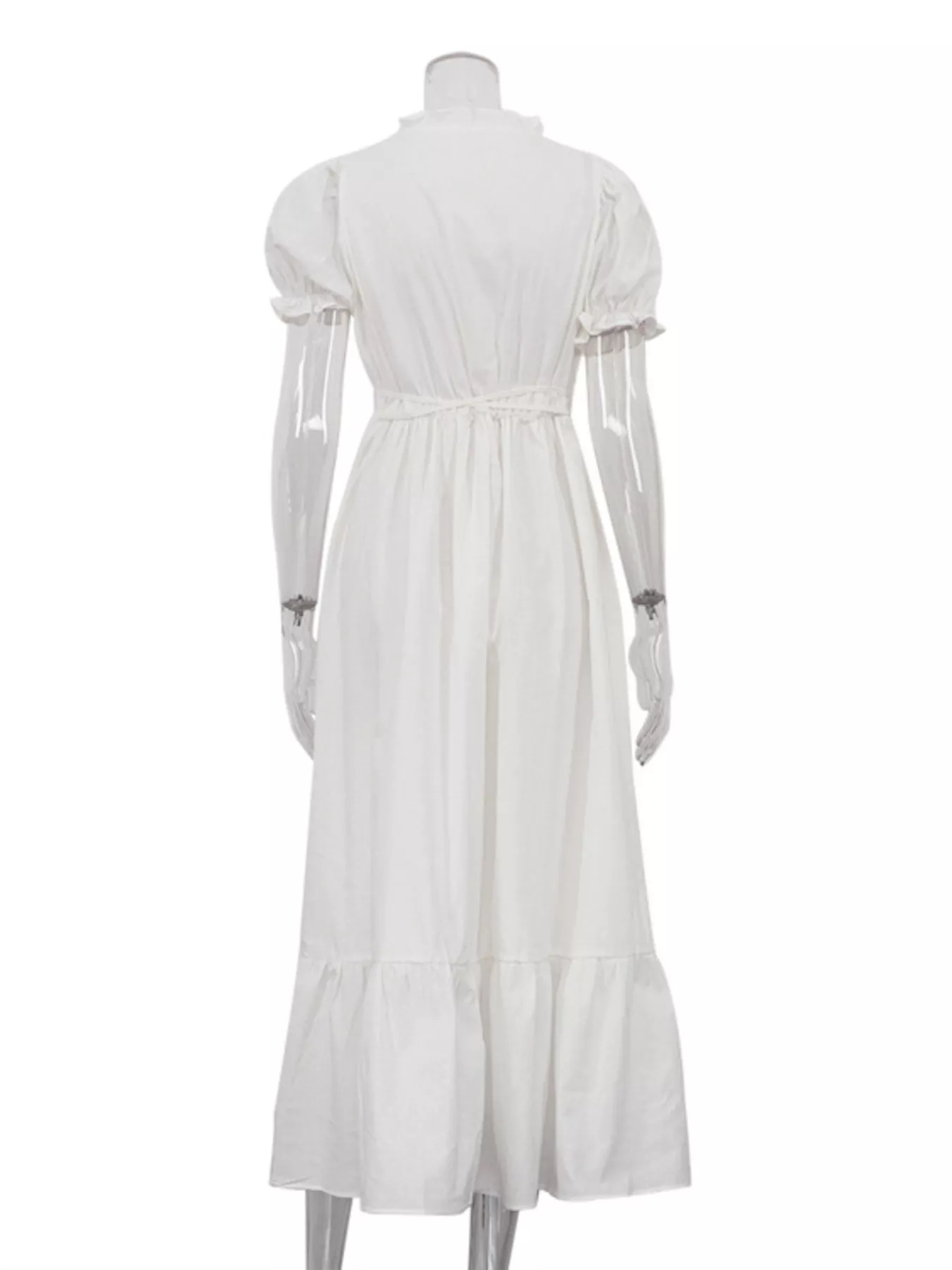 Tie Waist Puff Sleeve Maxi Dress - Image 7