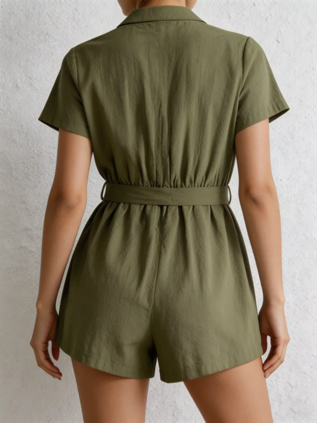 Tie Waist Short Sleeve Romper - Image 5
