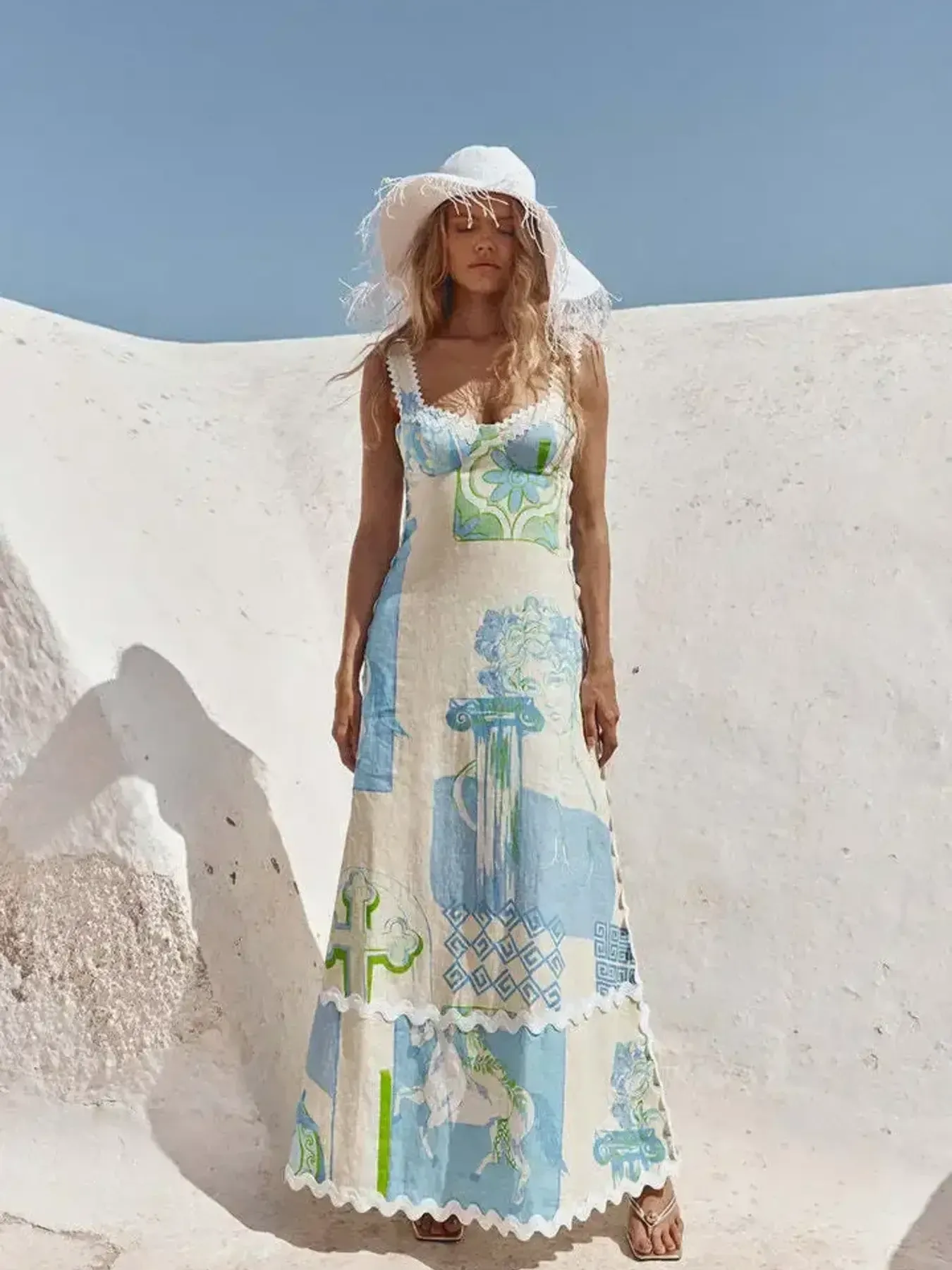 Tied Back Printed Maxi Dress - Image 8
