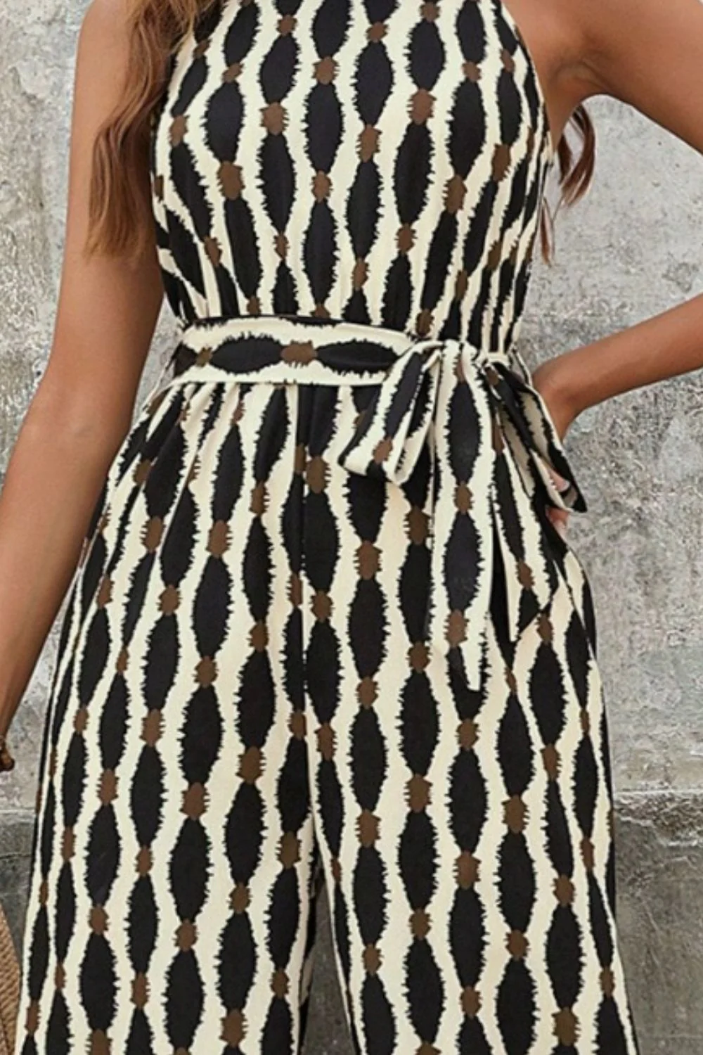 Tied Printed Grecian Neck Jumpsuit - Image 3