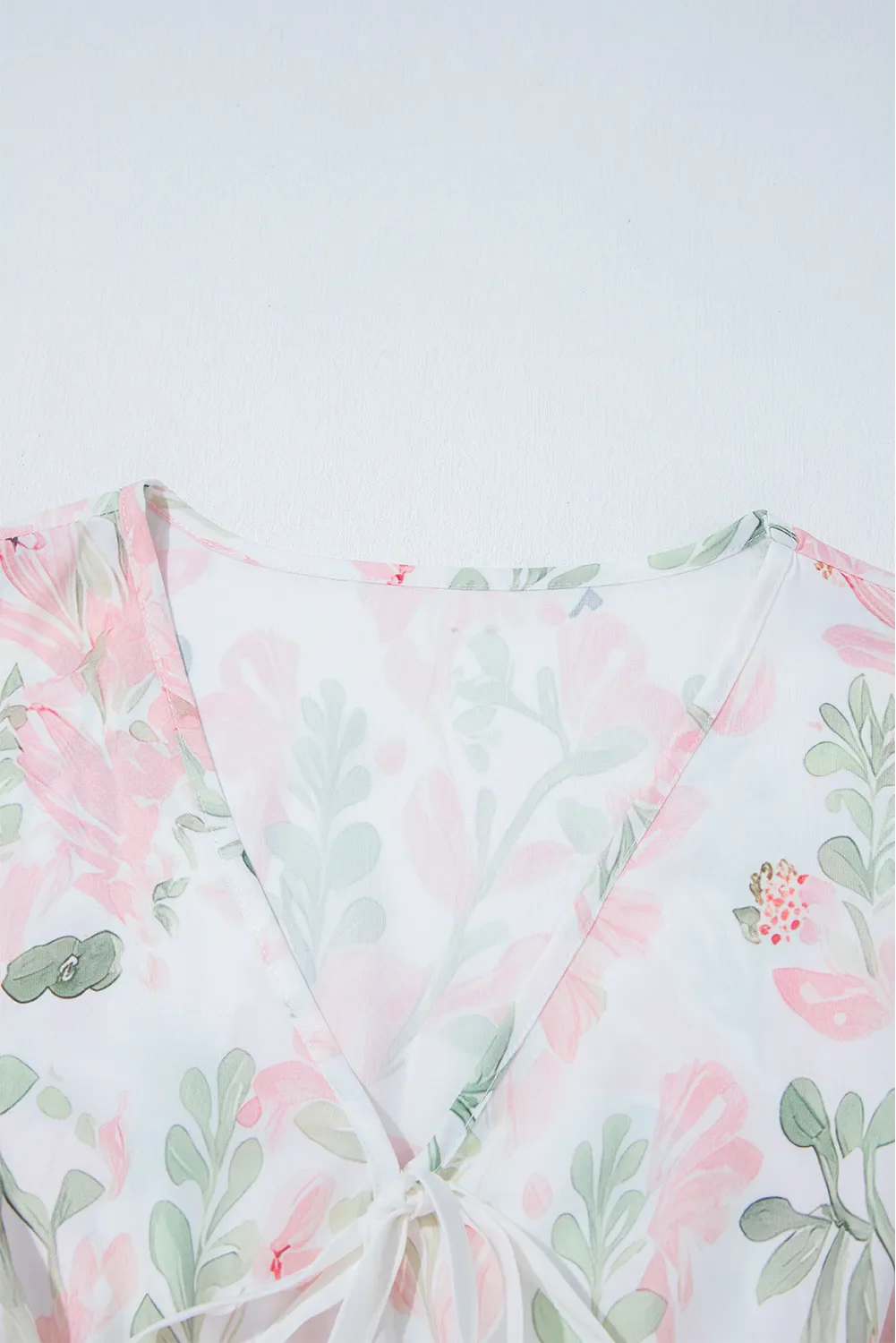 Tied Printed Short Sleeve Blouse - Image 6