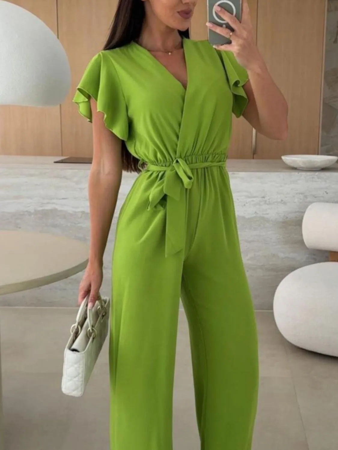 Tied Ruffled Wide Leg Jumpsuit - Image 12