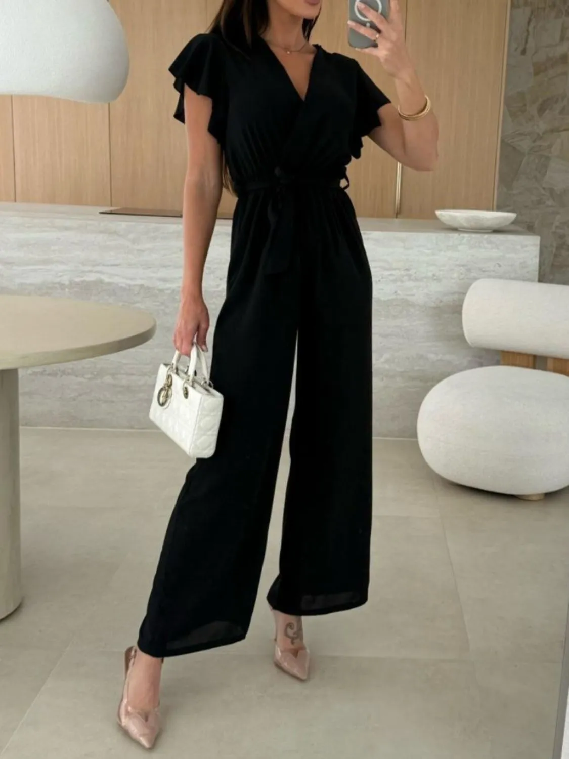 Tied Ruffled Wide Leg Jumpsuit - Image 5