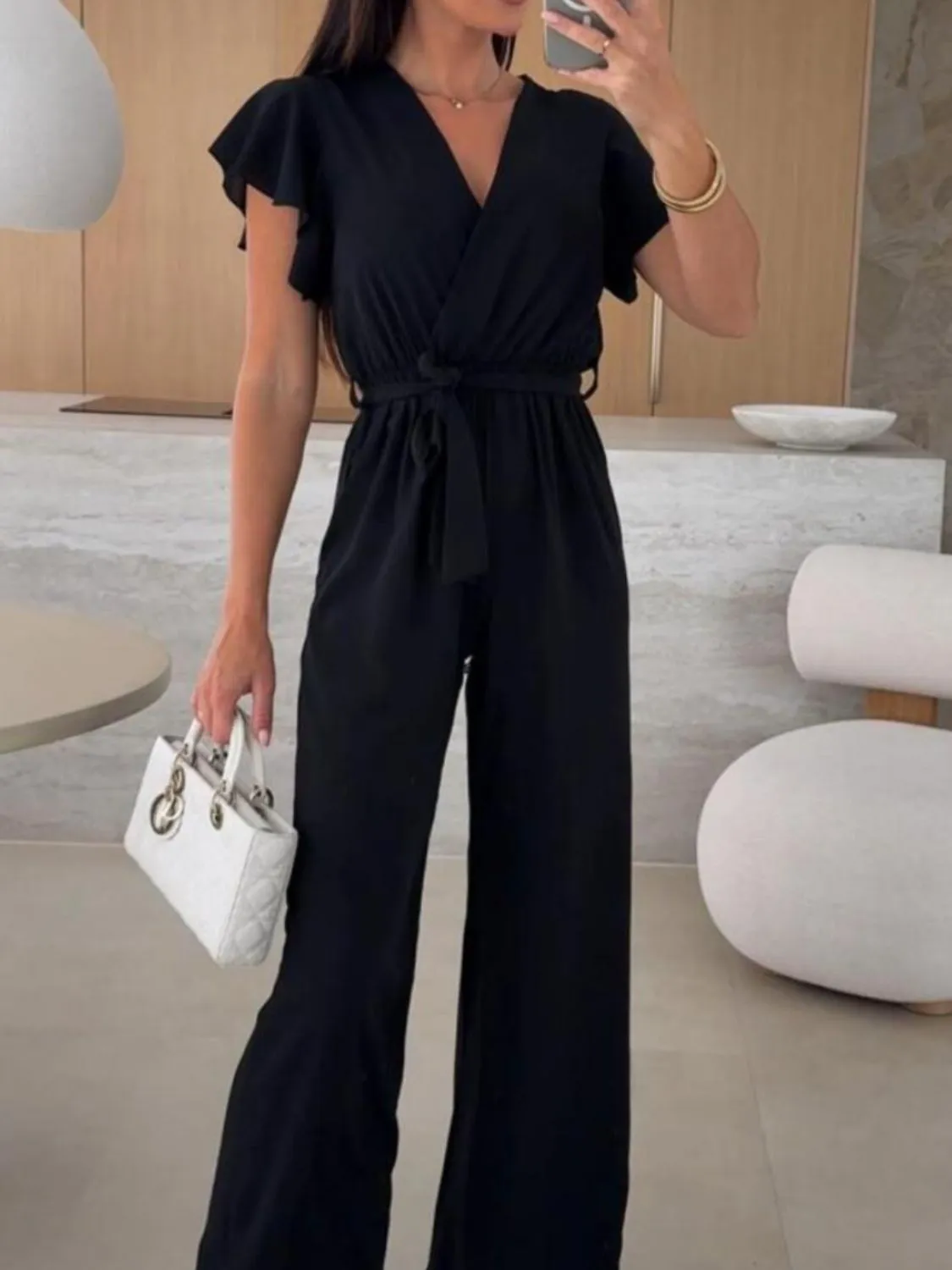 Tied Ruffled Wide Leg Jumpsuit - Image 7