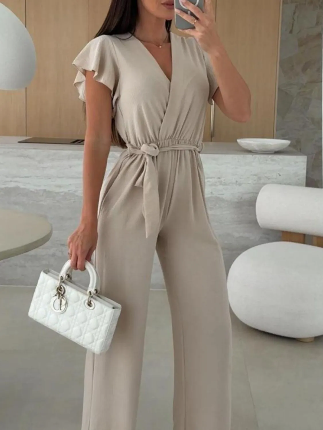 Tied Ruffled Wide Leg Jumpsuit - Image 8