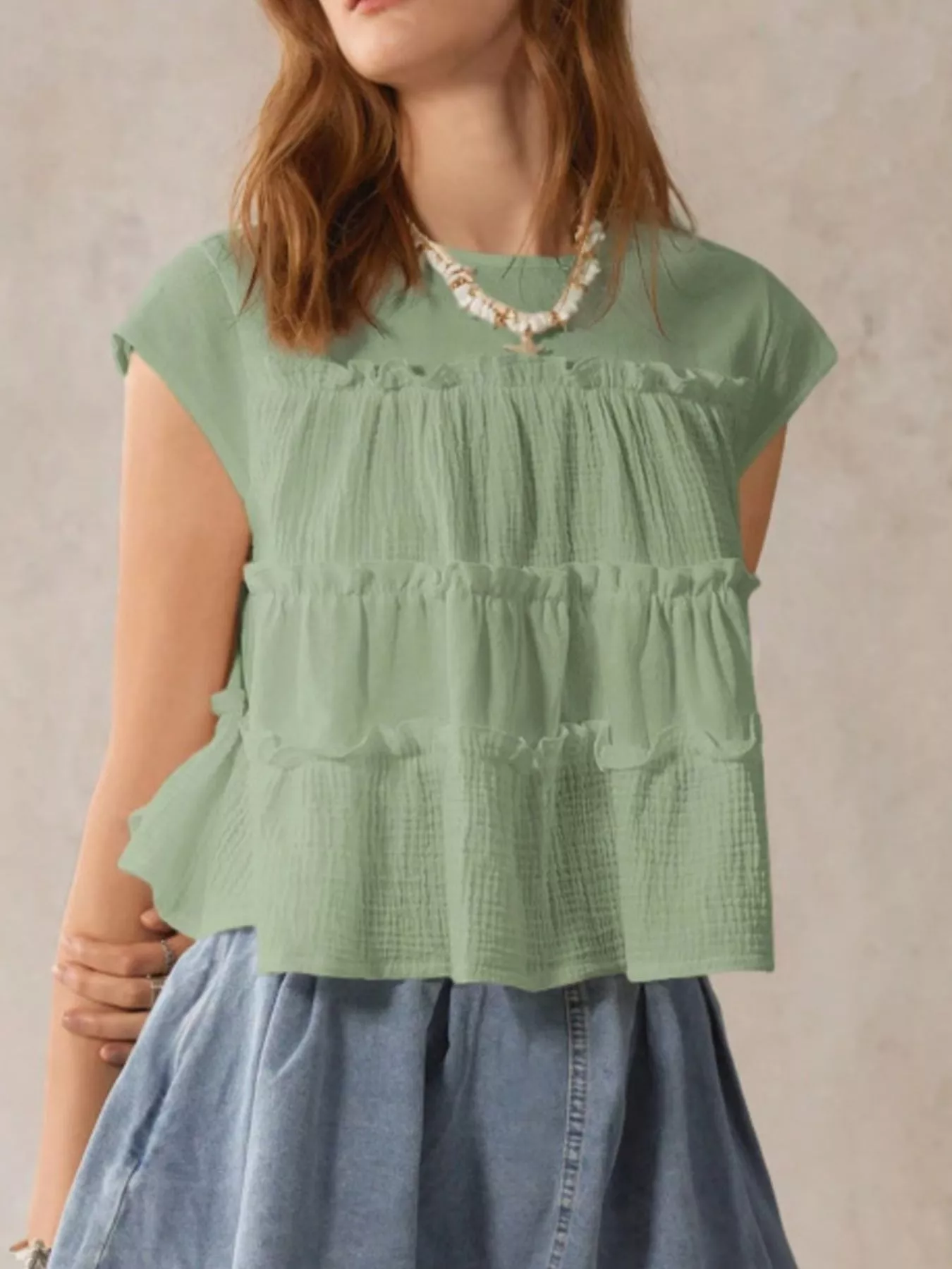 Tiered Cap Sleeve Blouse - Image 13