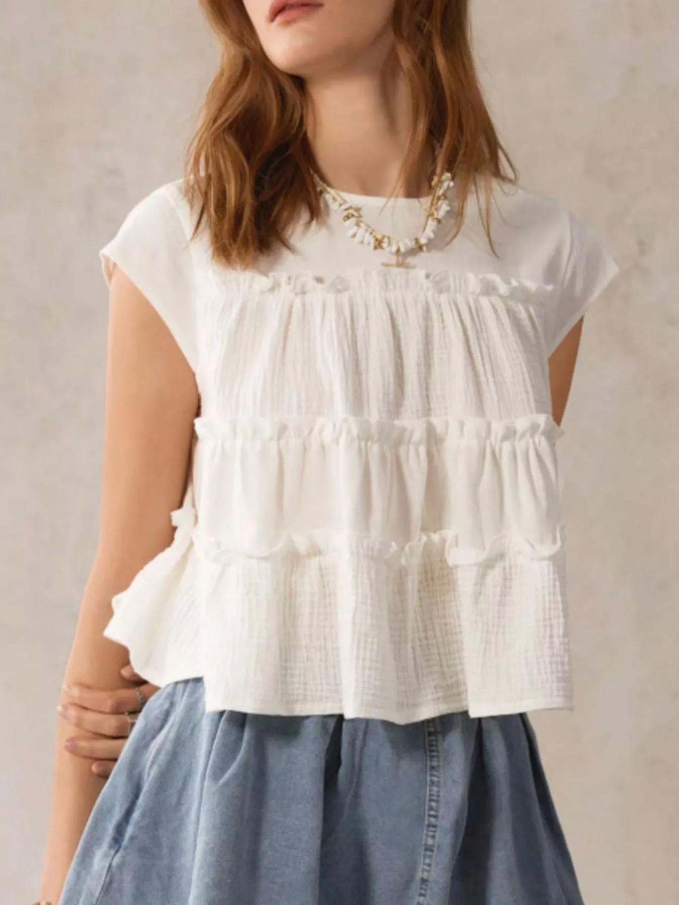 Tiered Cap Sleeve Blouse - Image 4
