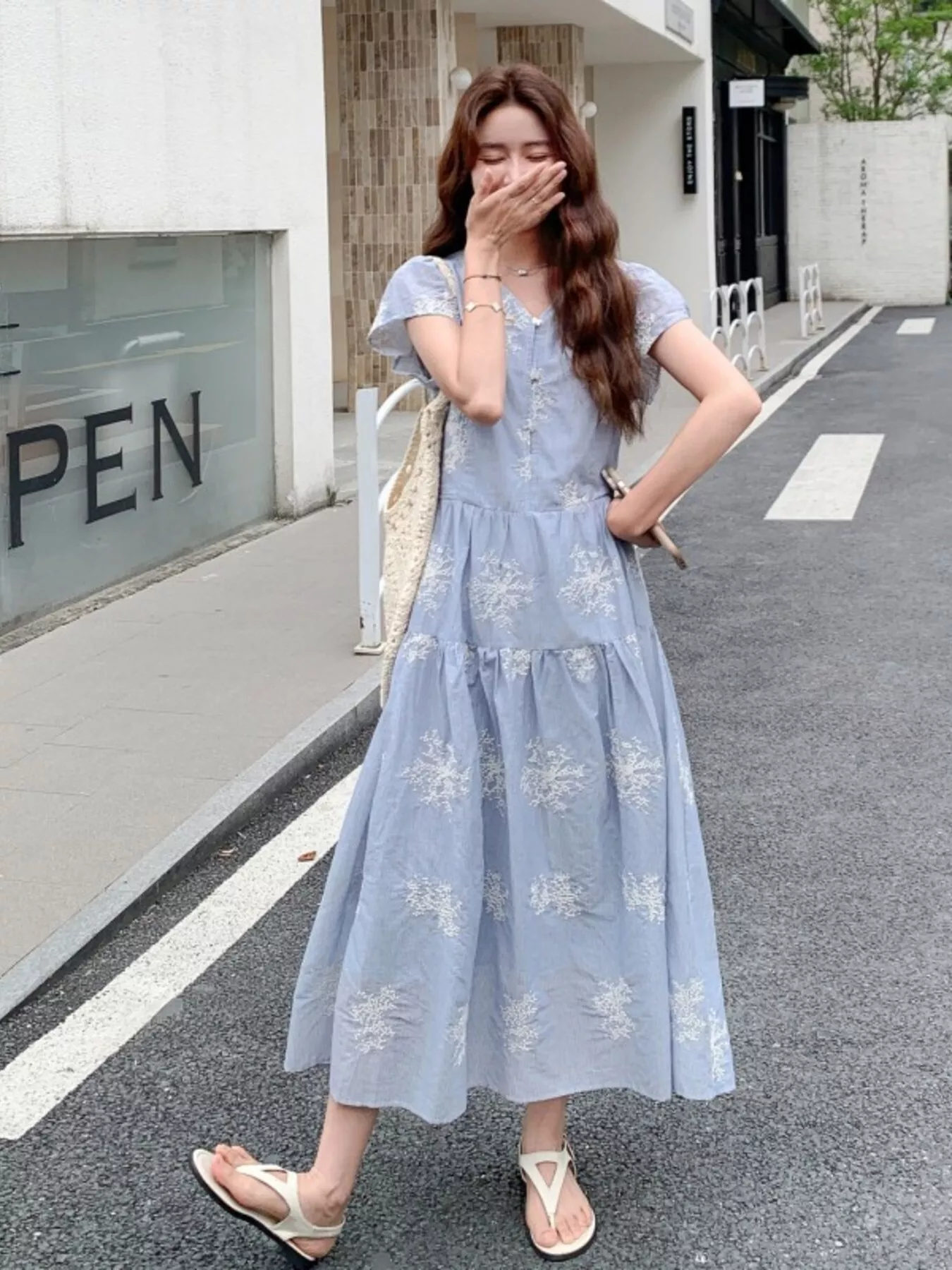 Tiered Cap Sleeve Midi Dress - Image 6