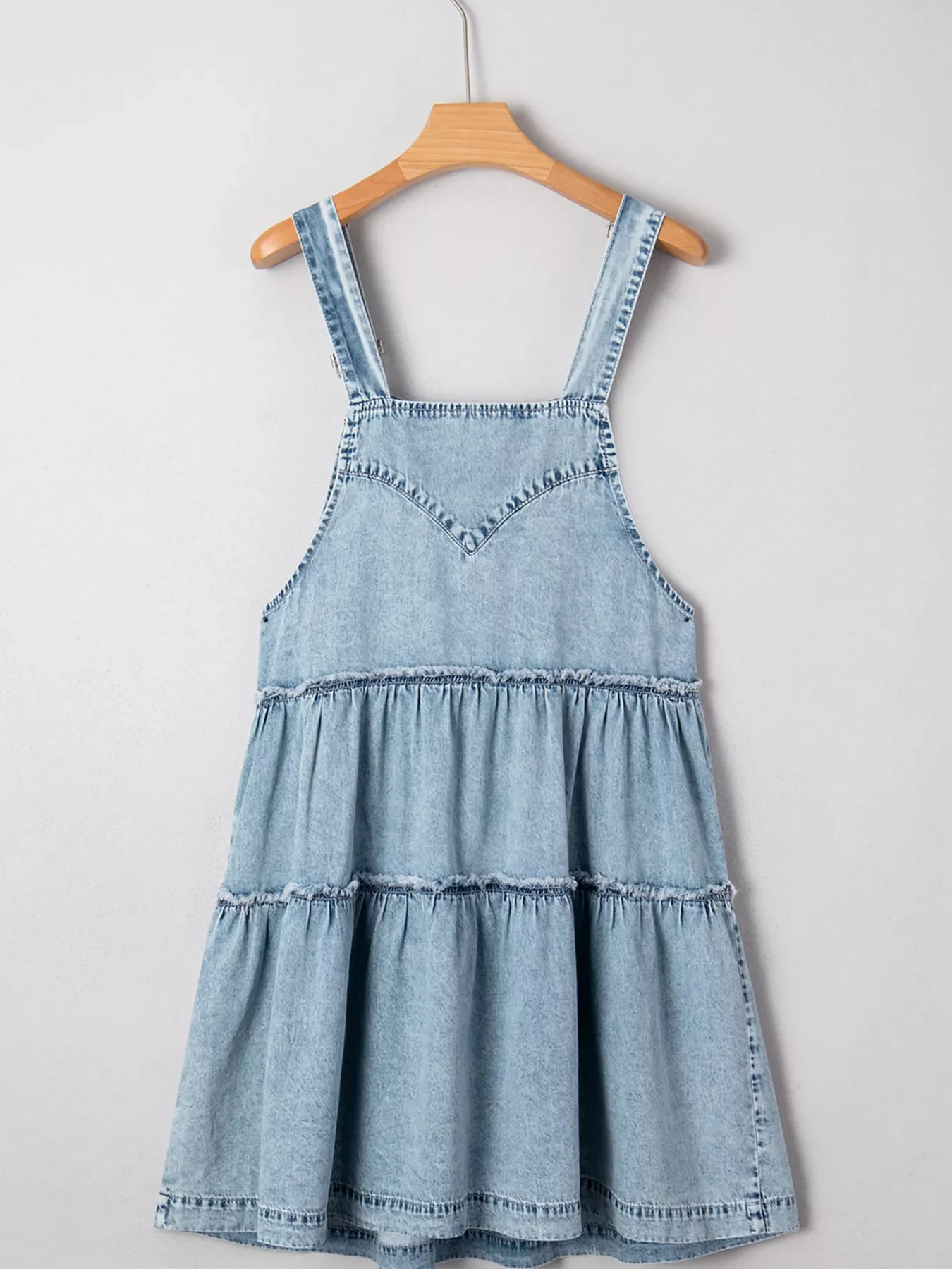 Tiered Flowy Overall Denim Dress - Image 3