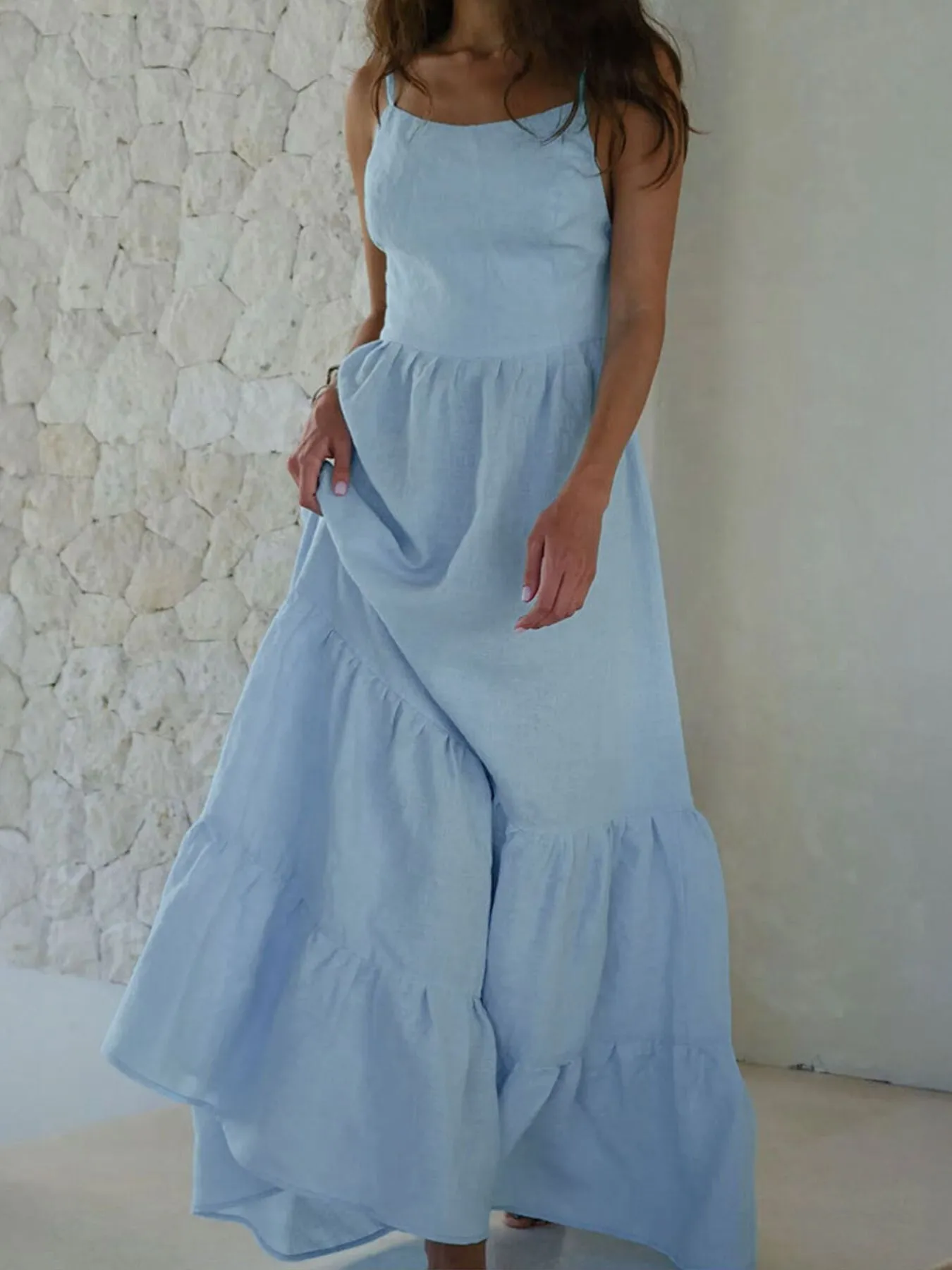 Tiered Maxi Cami Dress with Ruffled Hem - Image 11