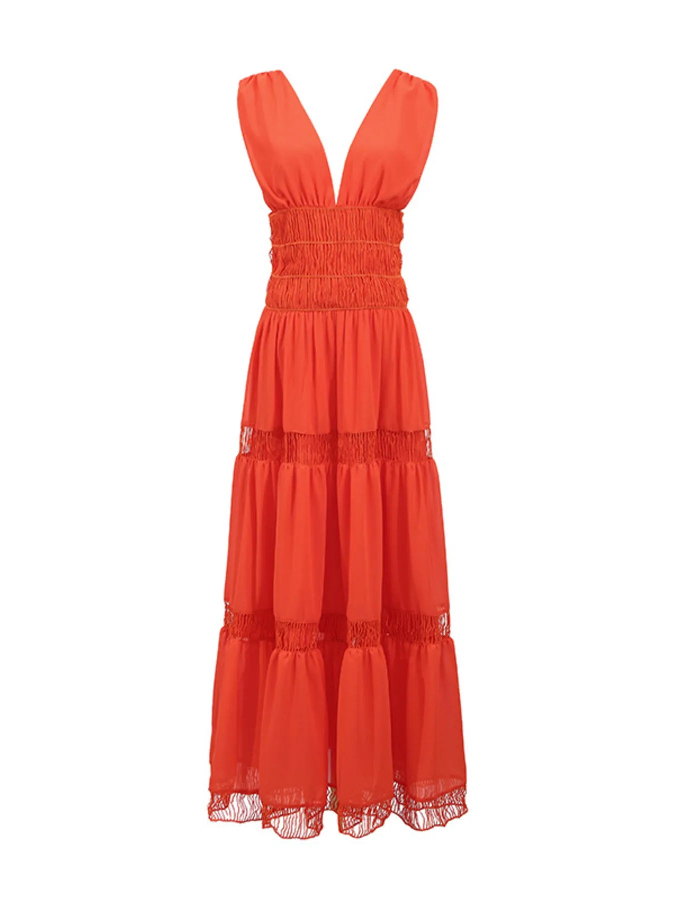 Tiered V-Neck Sleeveless Maxi Dress - Image 13