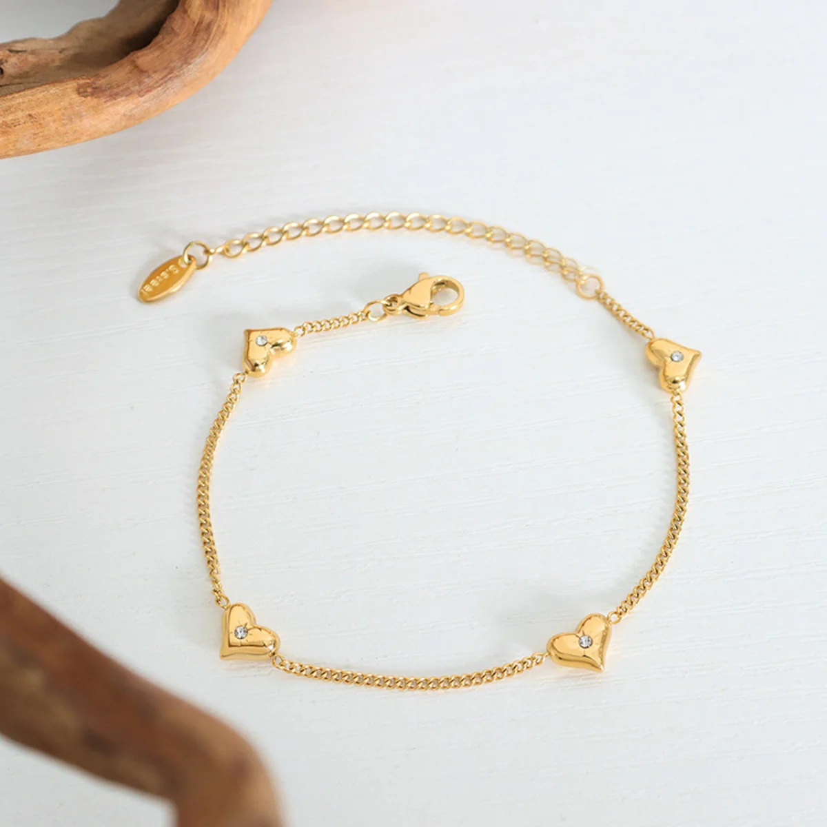 Titanium Steel Zircon Heart Bracelet - Image 3