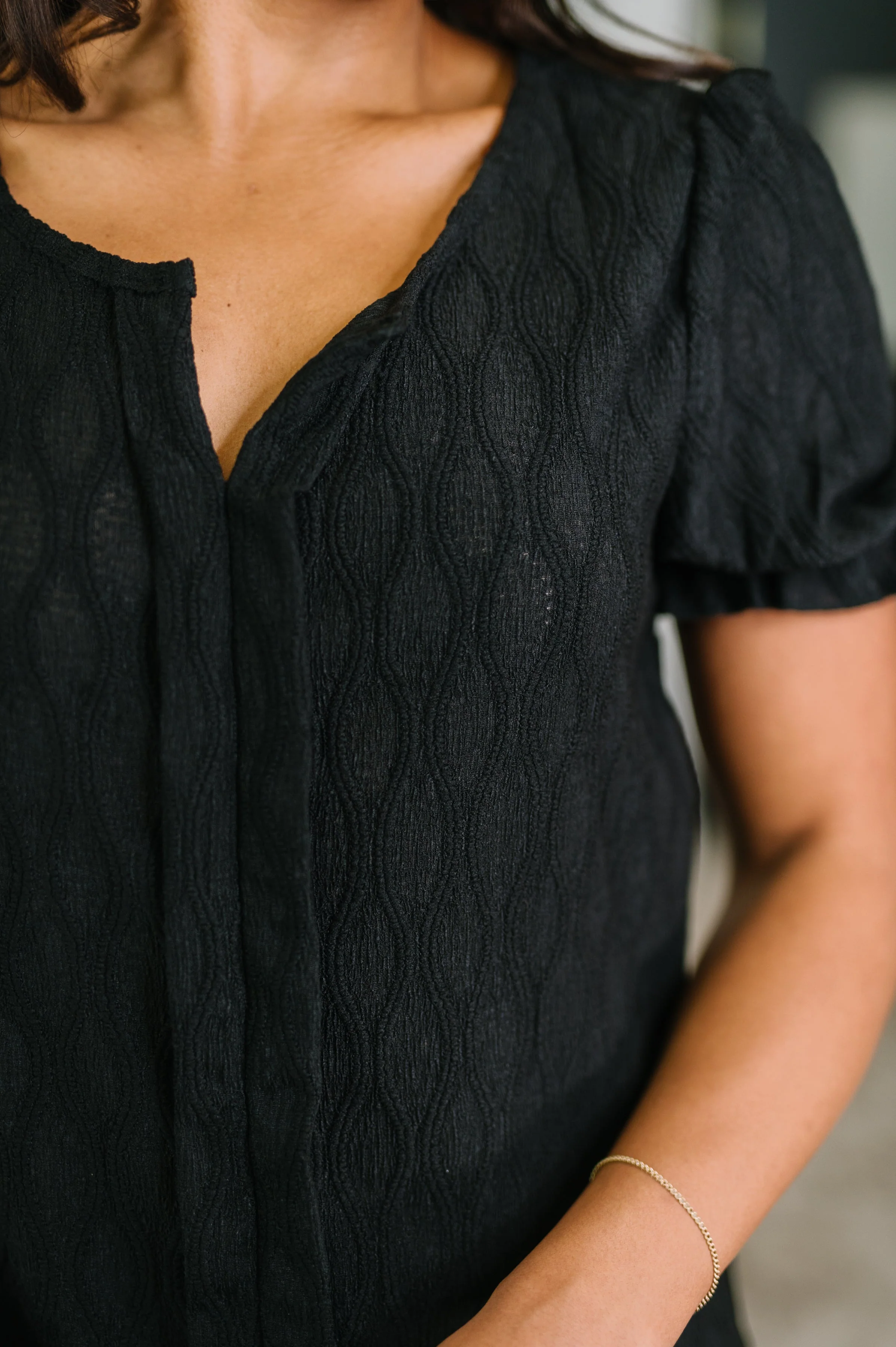 To Call My Own Textured Blouse in Black - Image 2