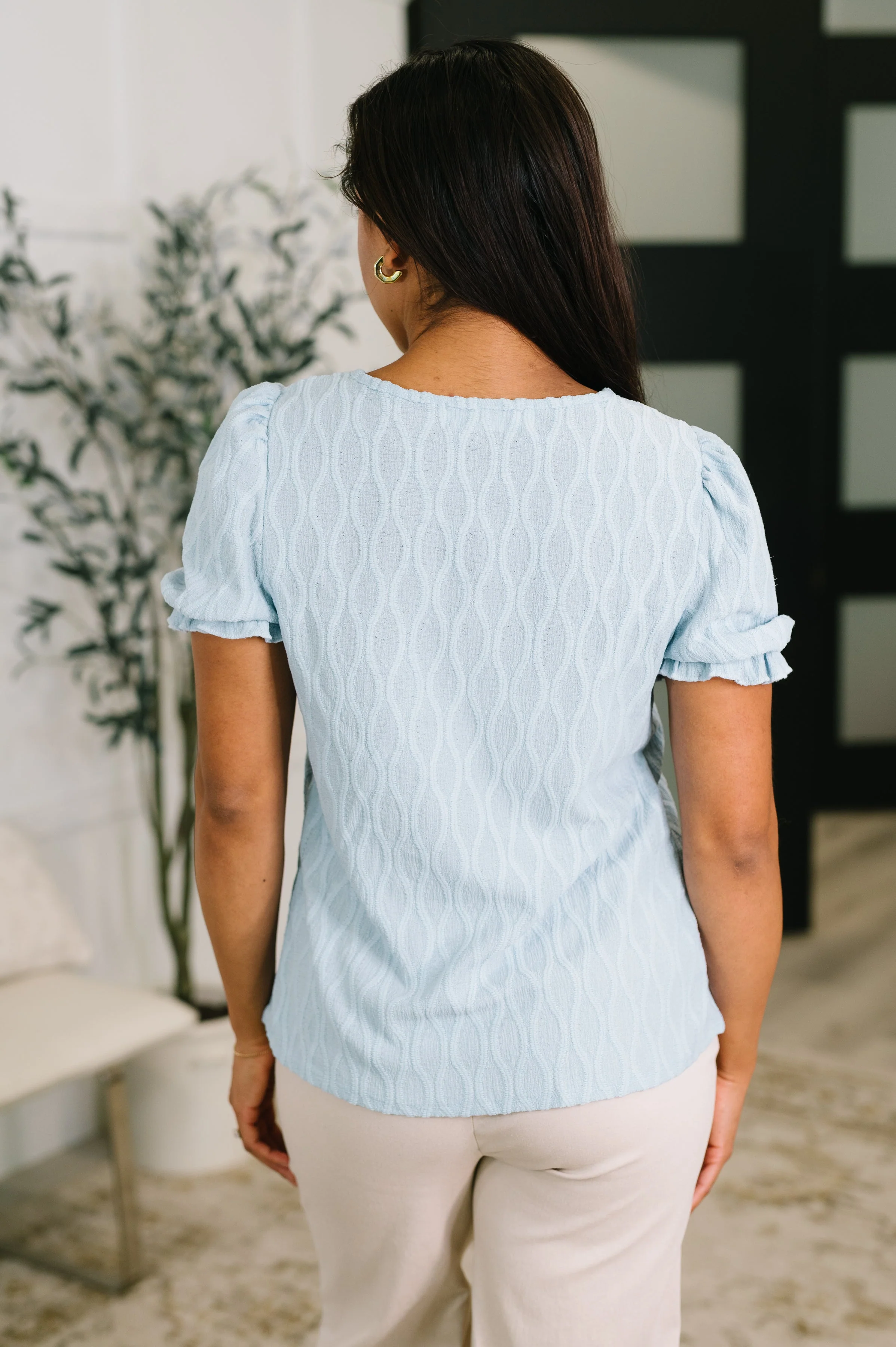 To Call My Own Textured Blouse in Powder Blue - Image 5