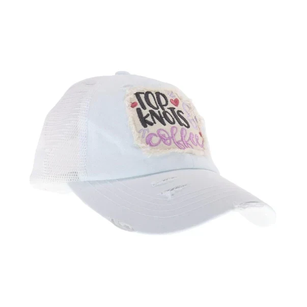 Top Knots and Coffee Patch C.C High Pony Criss Cross Ball Cap - Image 5