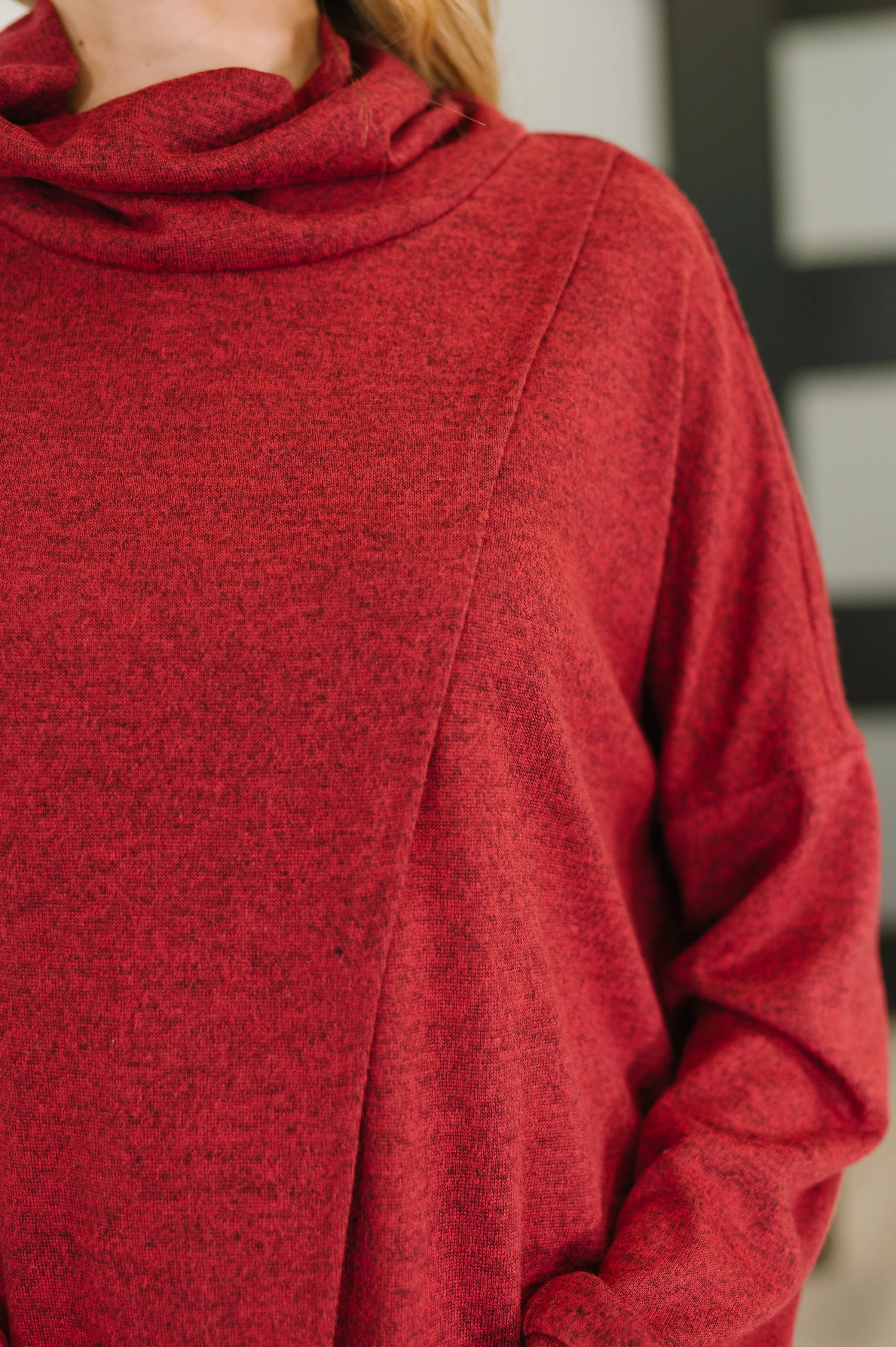 Travel City Scape Turtle Neck Tunic in Wine - Image 2