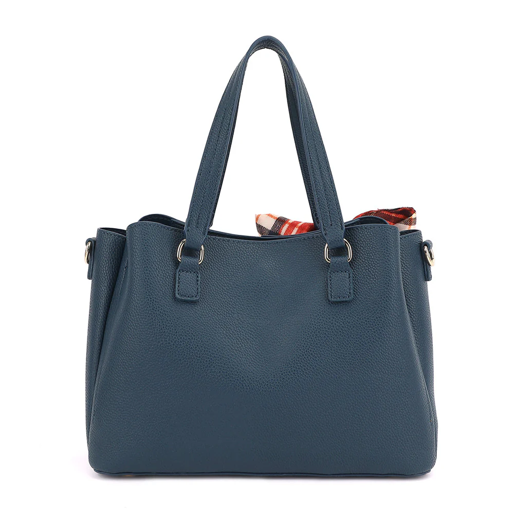 Triple Compartment Satchel with Scarf and Charm Detail - Image 6