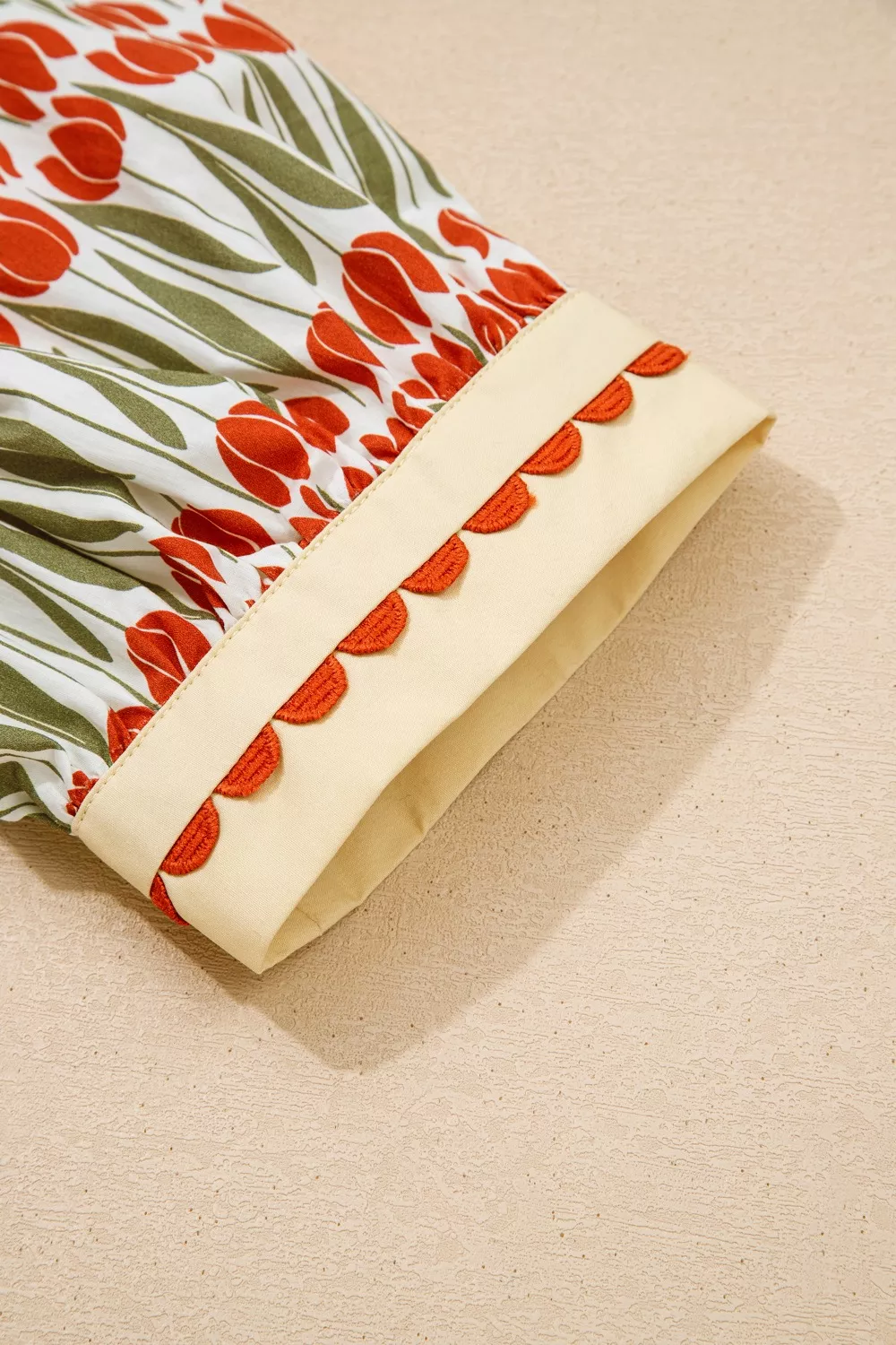 Tulip Floral Print Cotton Puff Short Sleeve Mini Dress - Image 10
