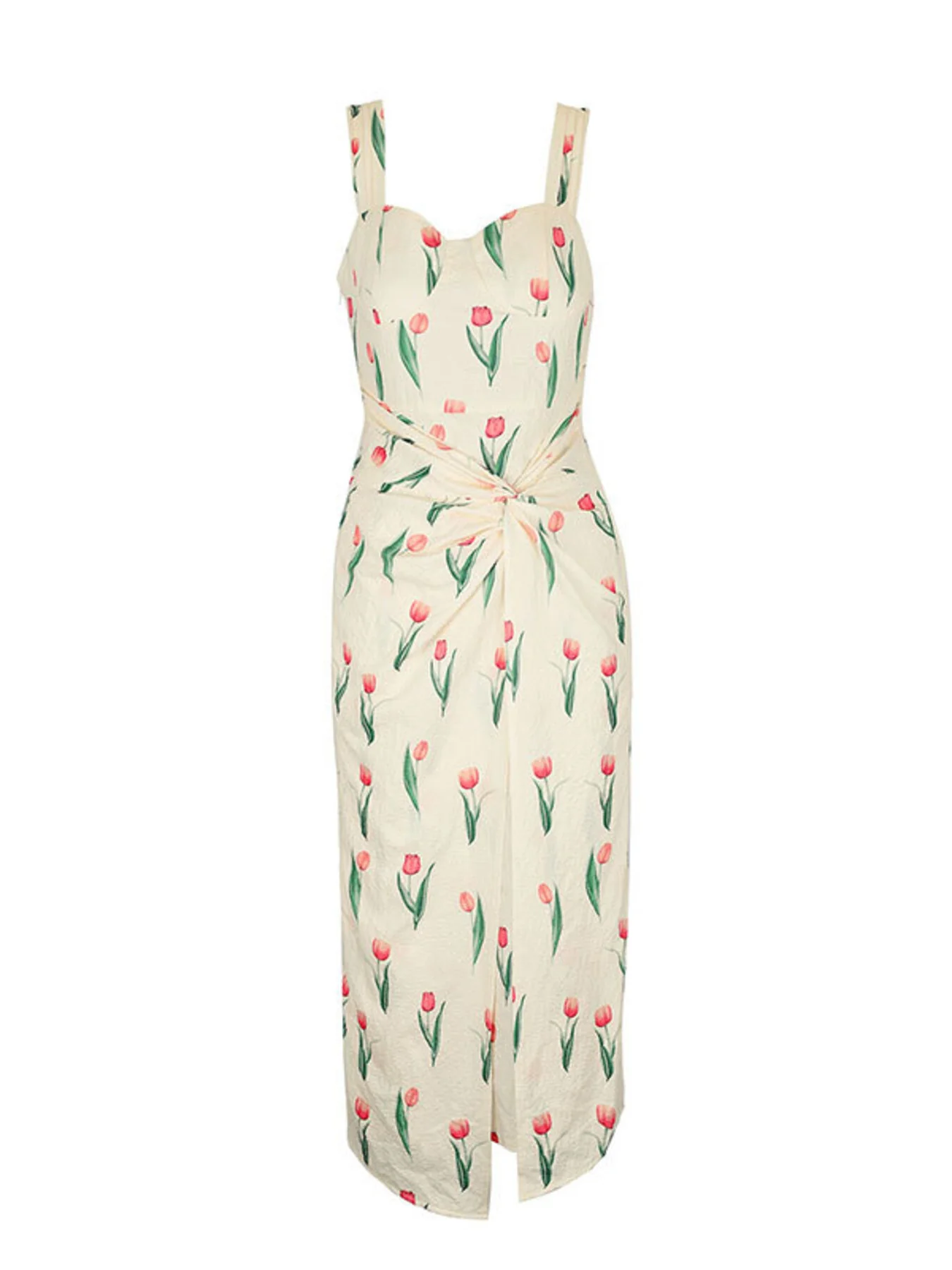 Tulip Print Twist Front Slit Cami Dress - Image 4