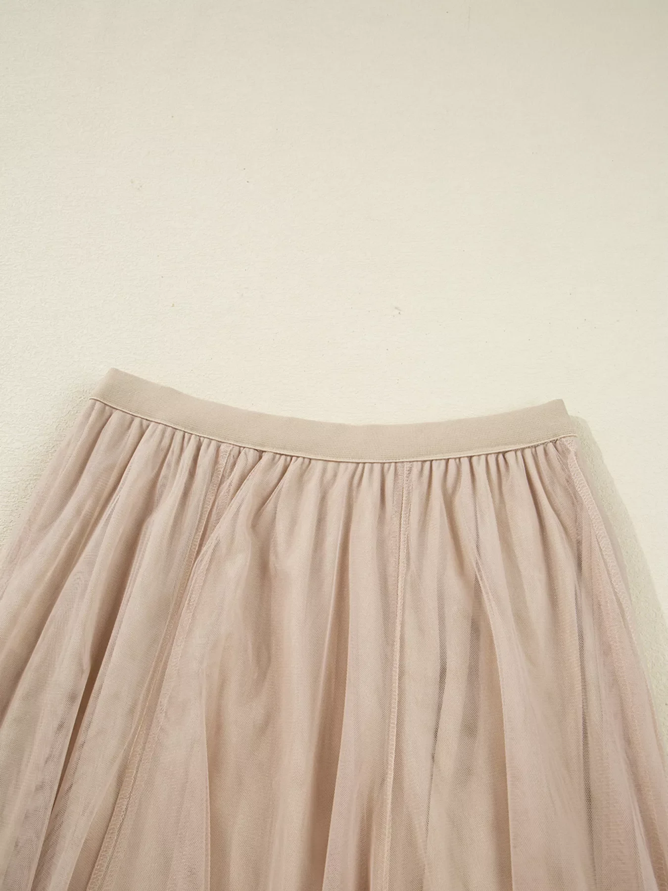 Tulle Mesh Overlay Flared Midi Skirt - Image 9