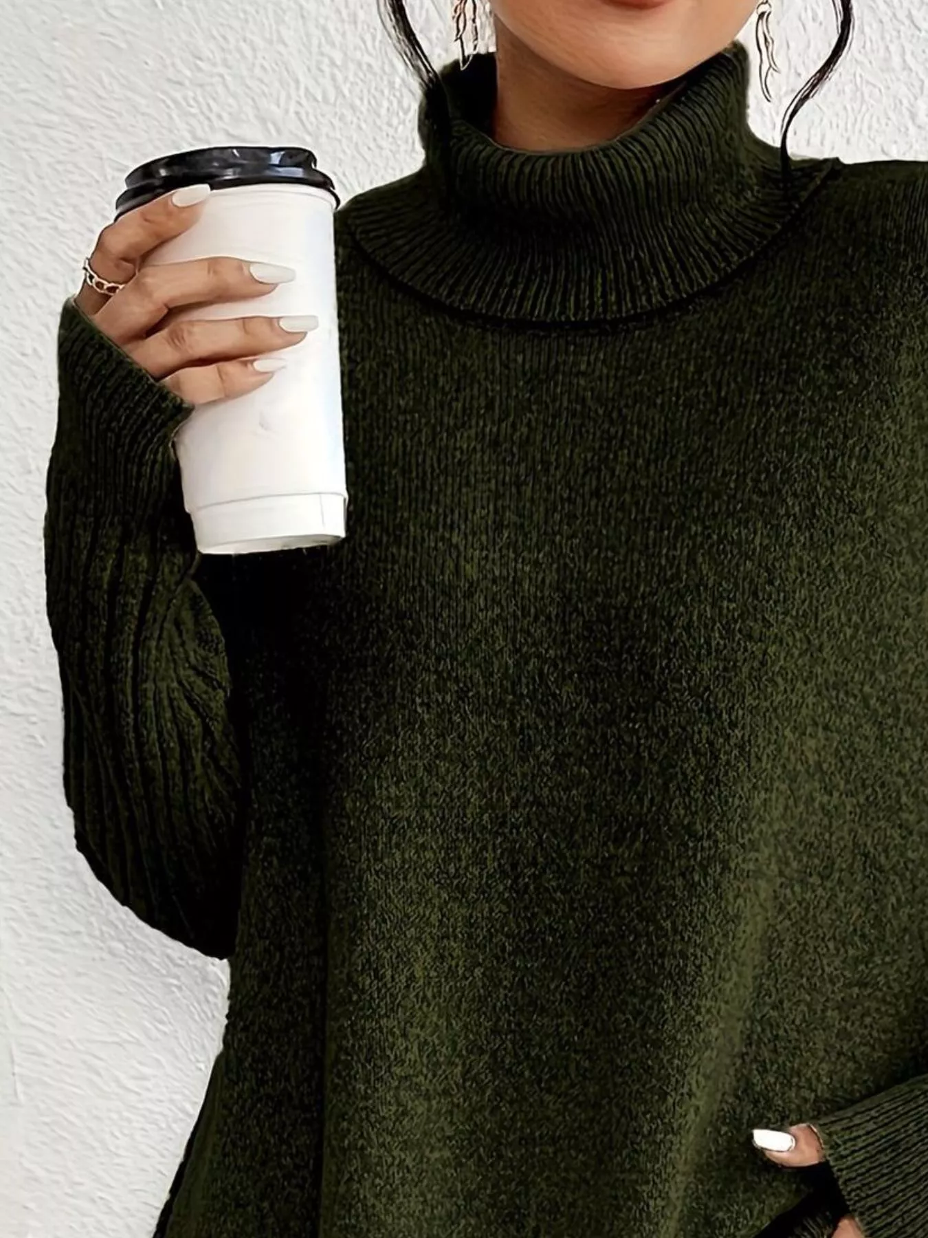 Turtleneck Dropped Shoulder Sweater - Image 6
