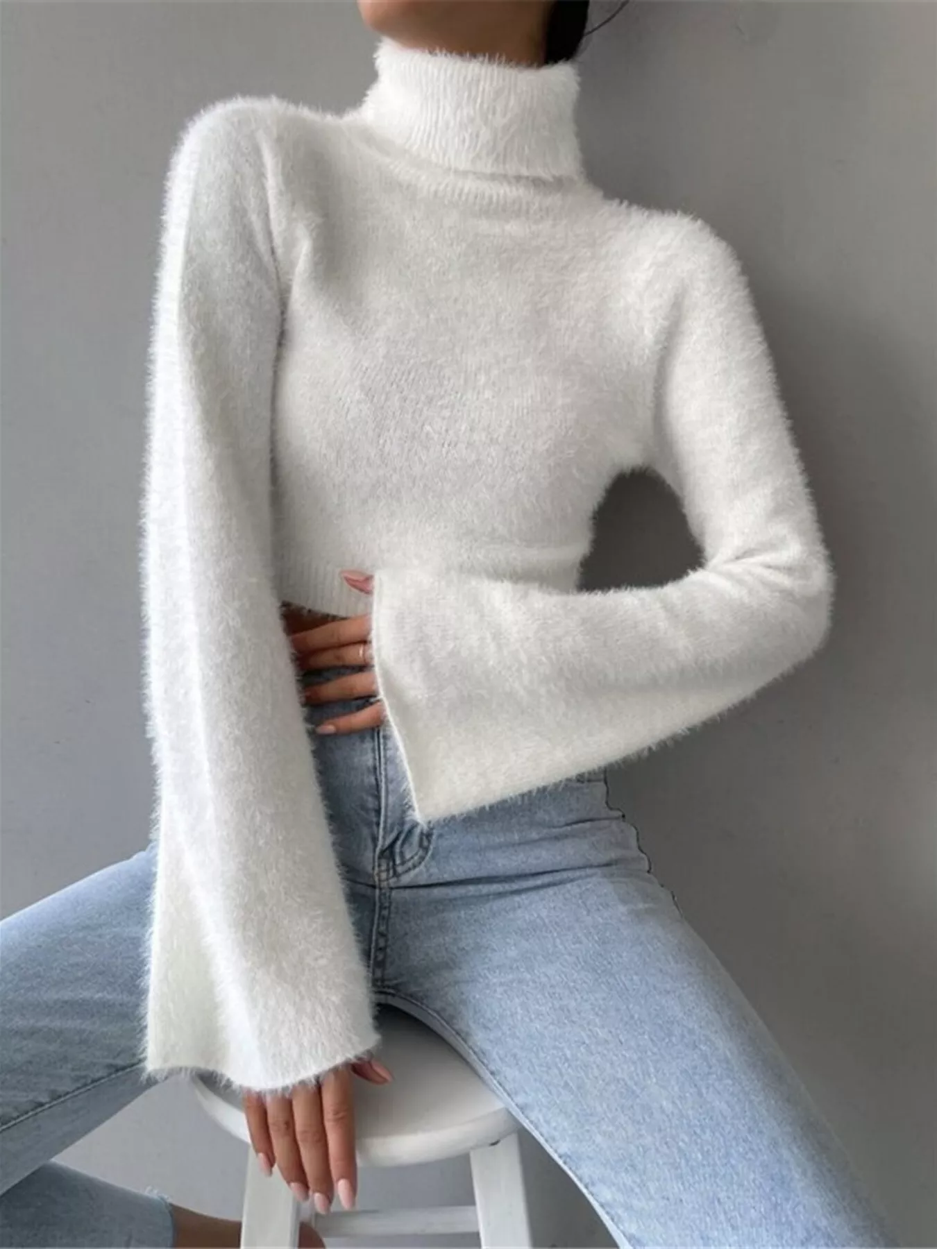 Turtleneck Flare Sleeve Sweater