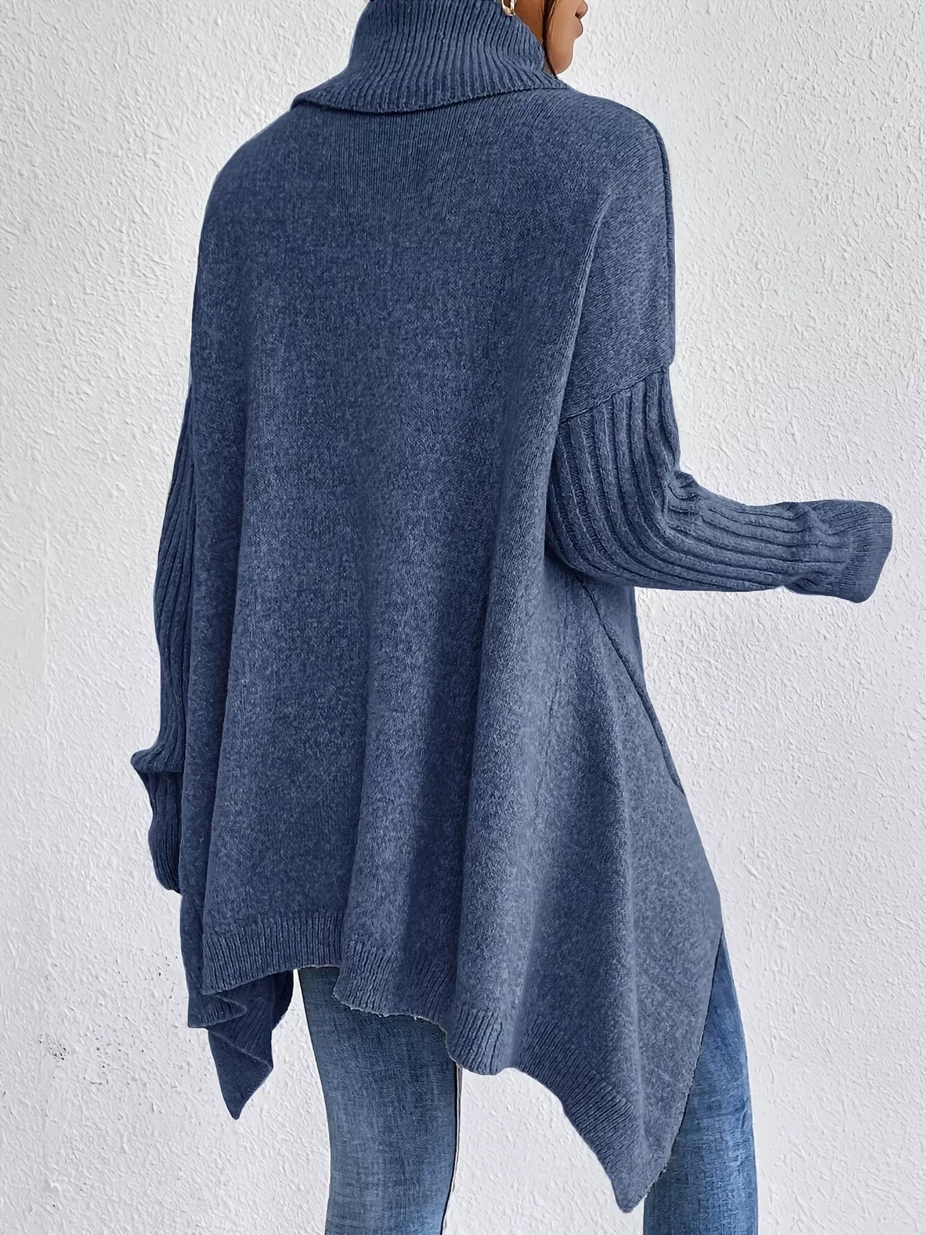 Turtleneck High-Low Hem Sweater - Image 7
