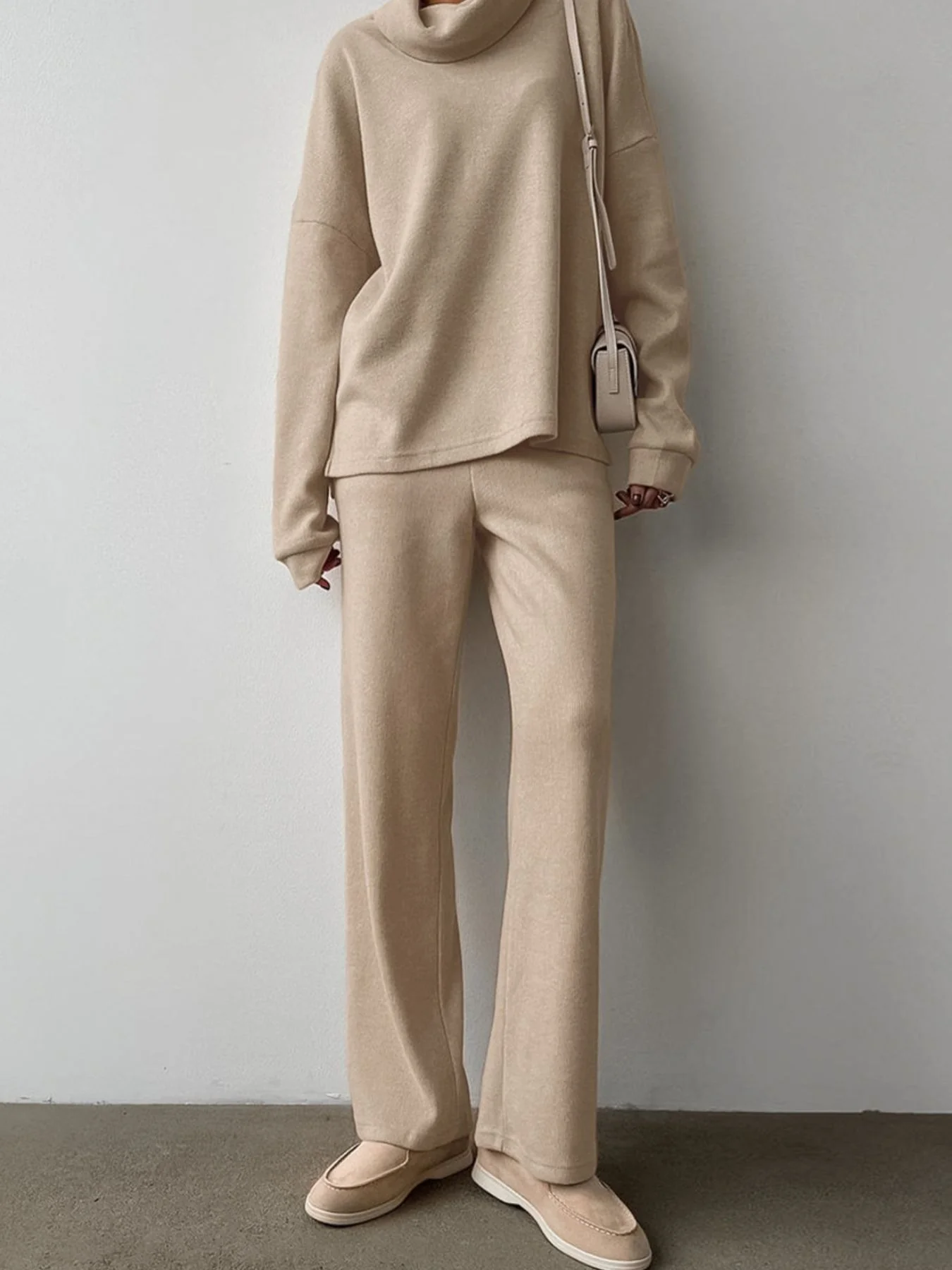 Turtleneck Long Sleeve Top and Pants Set - Image 3