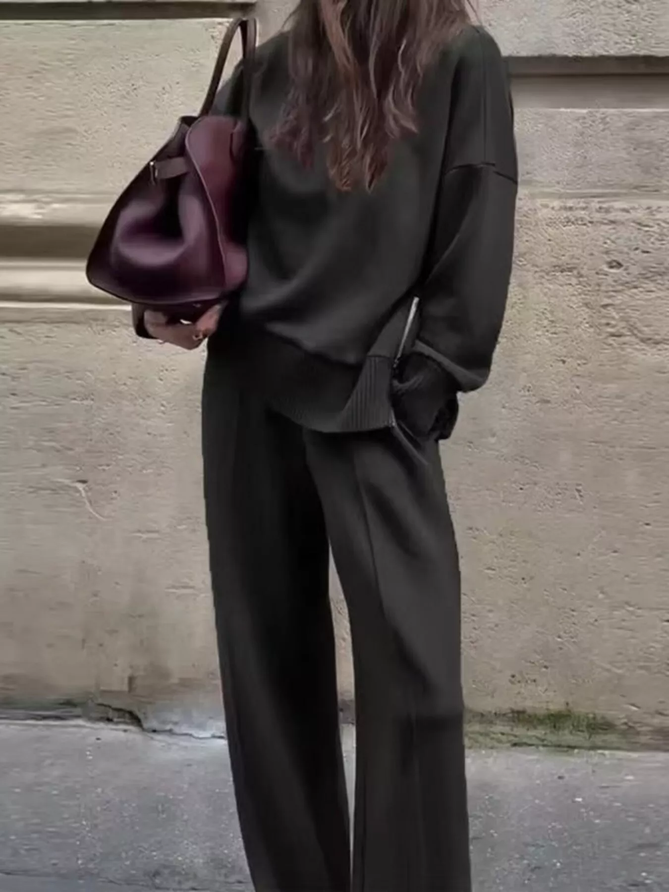 Turtleneck Side Zipper Sweatshirt and Pants Set - Image 7