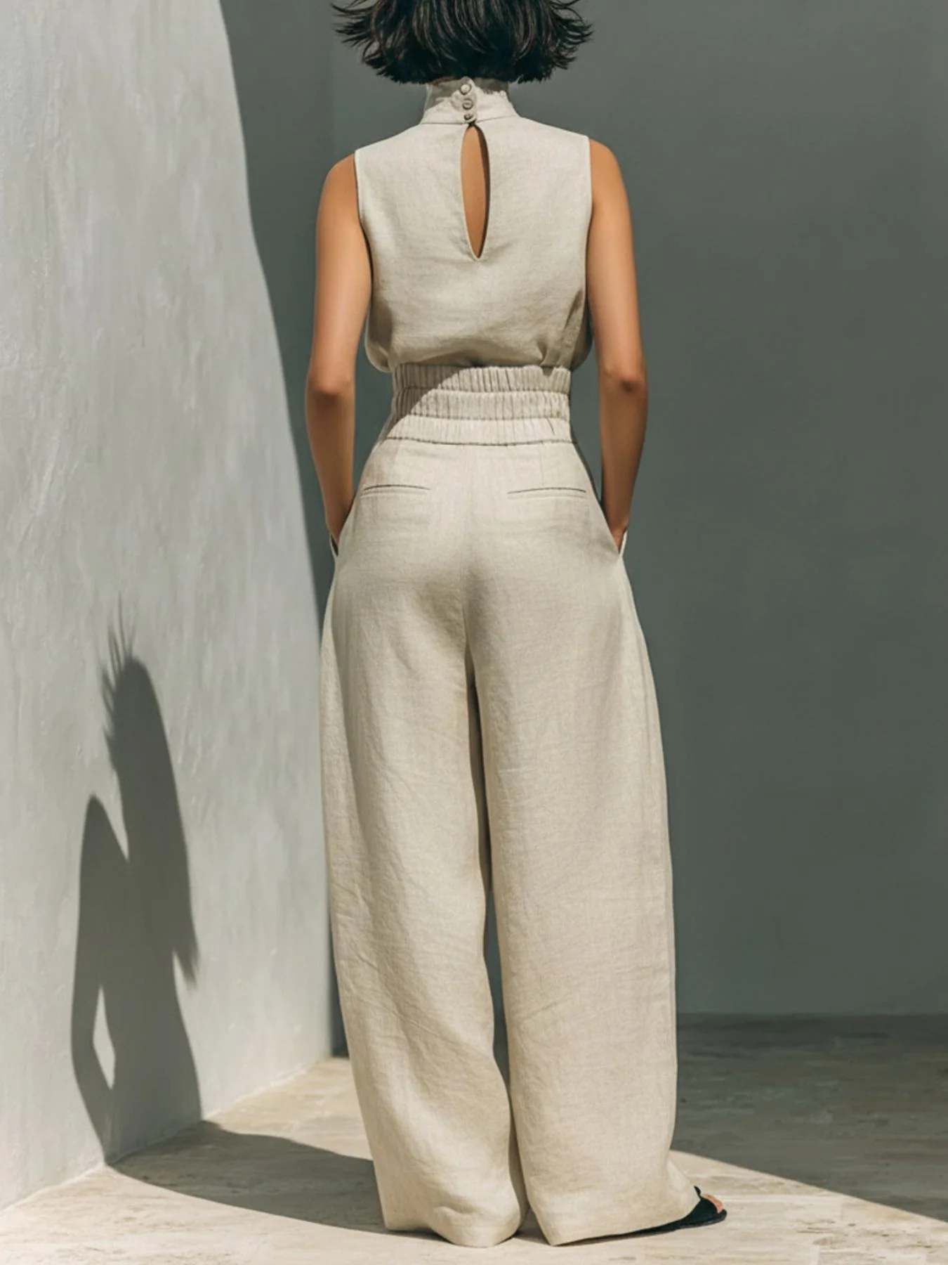 Turtleneck Sleeveless Top and Pants Set - Image 2