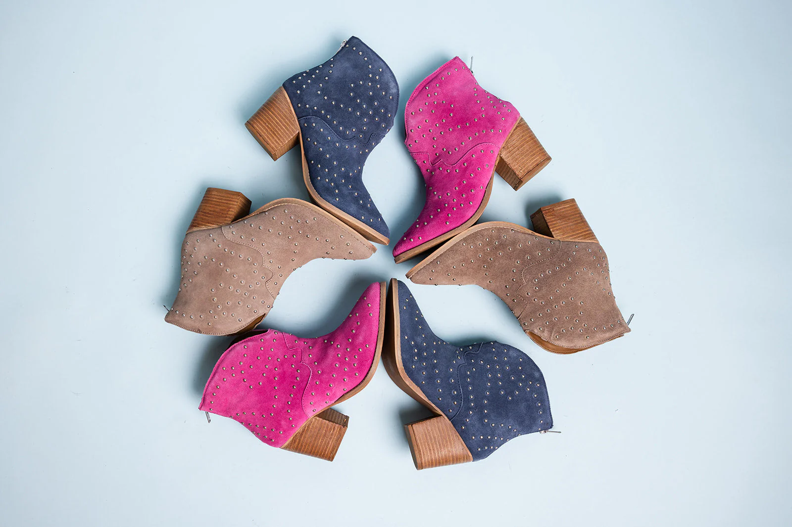 Twilight Studded Heeled Ankle Boot in Denim - Image 5