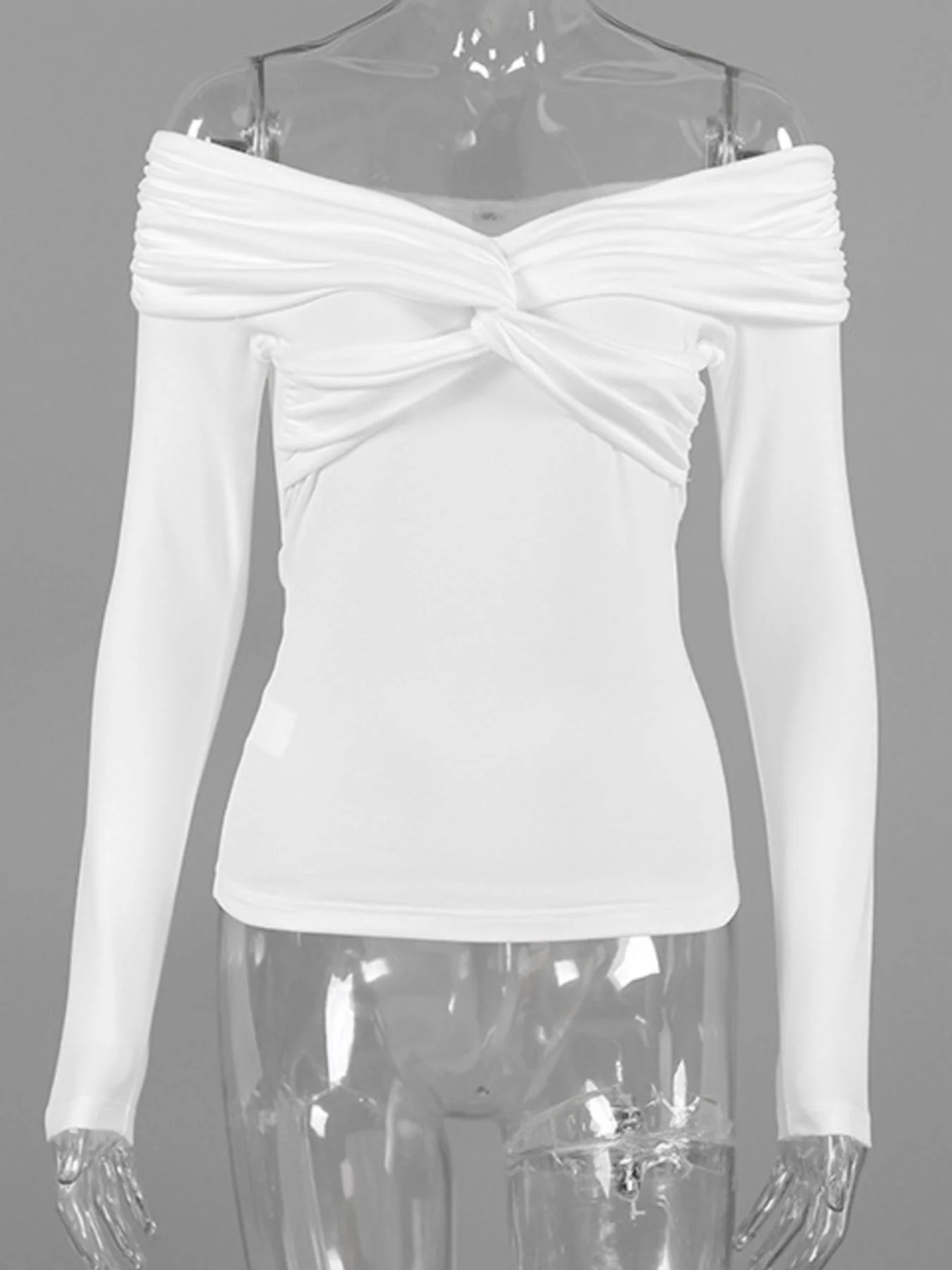 Twist Front Off-Shoulder Long Sleeve Top - Image 6