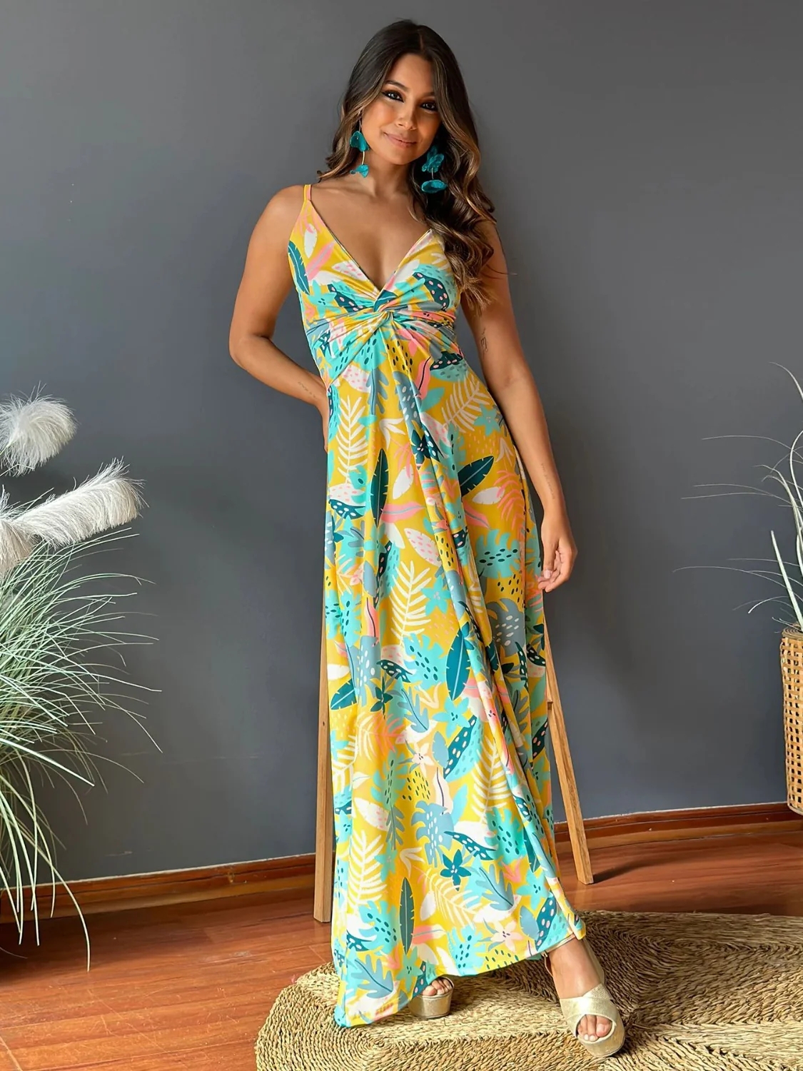 Twisted Printed V-Neck Cami Dress - Image 22