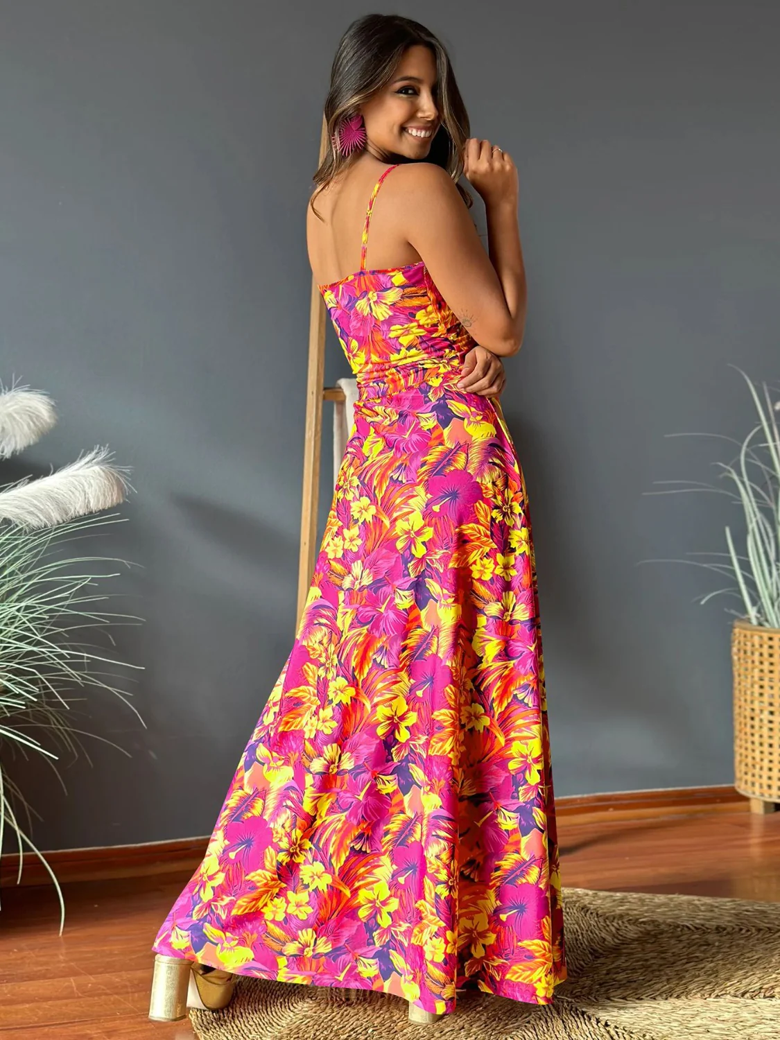 Twisted Printed V-Neck Cami Dress - Image 6