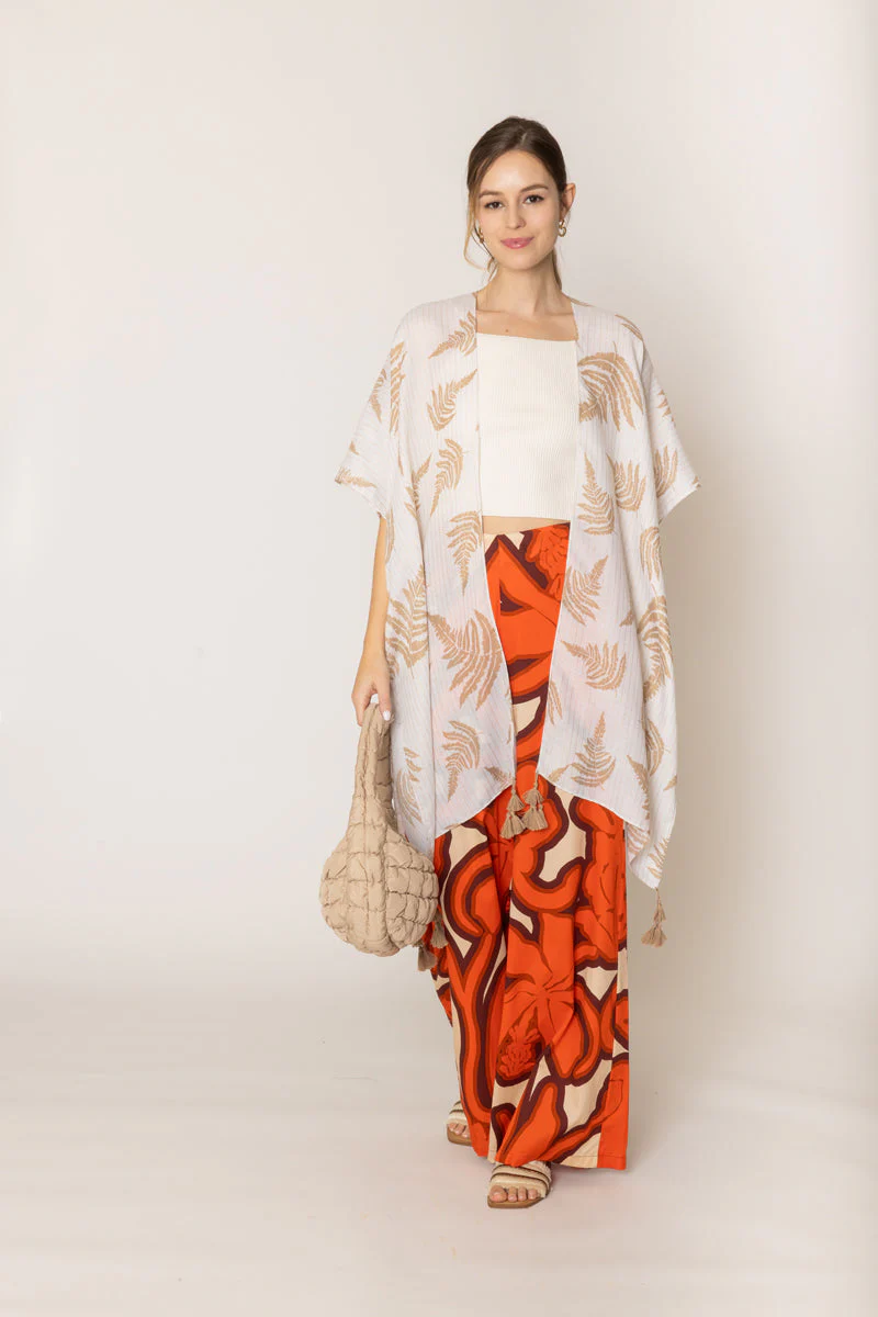 Two Tone Print Lurex Kimono - Image 2
