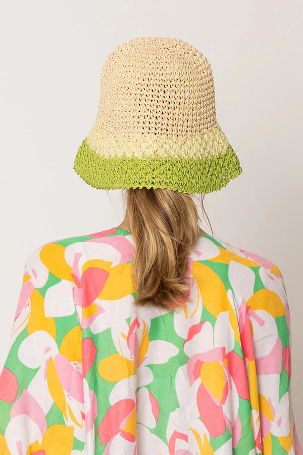 Two Tone Straw Bucket Hat - Image 4