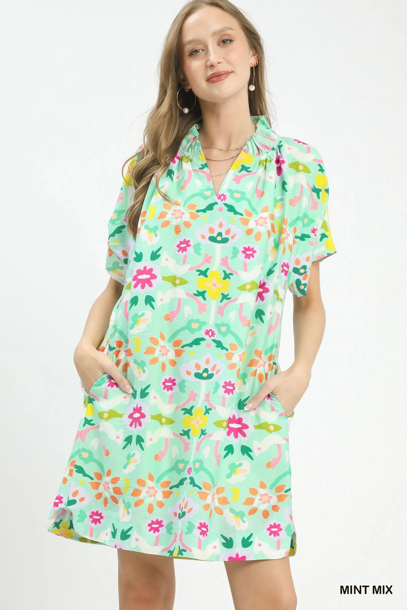 Umgee Abstract Floral Shift Dress