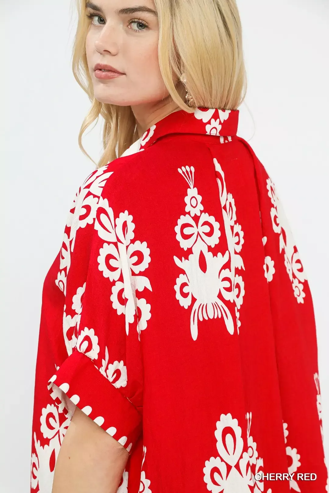 Umgee Abstract Print Button Down Short Sleeve Shirt - Image 3