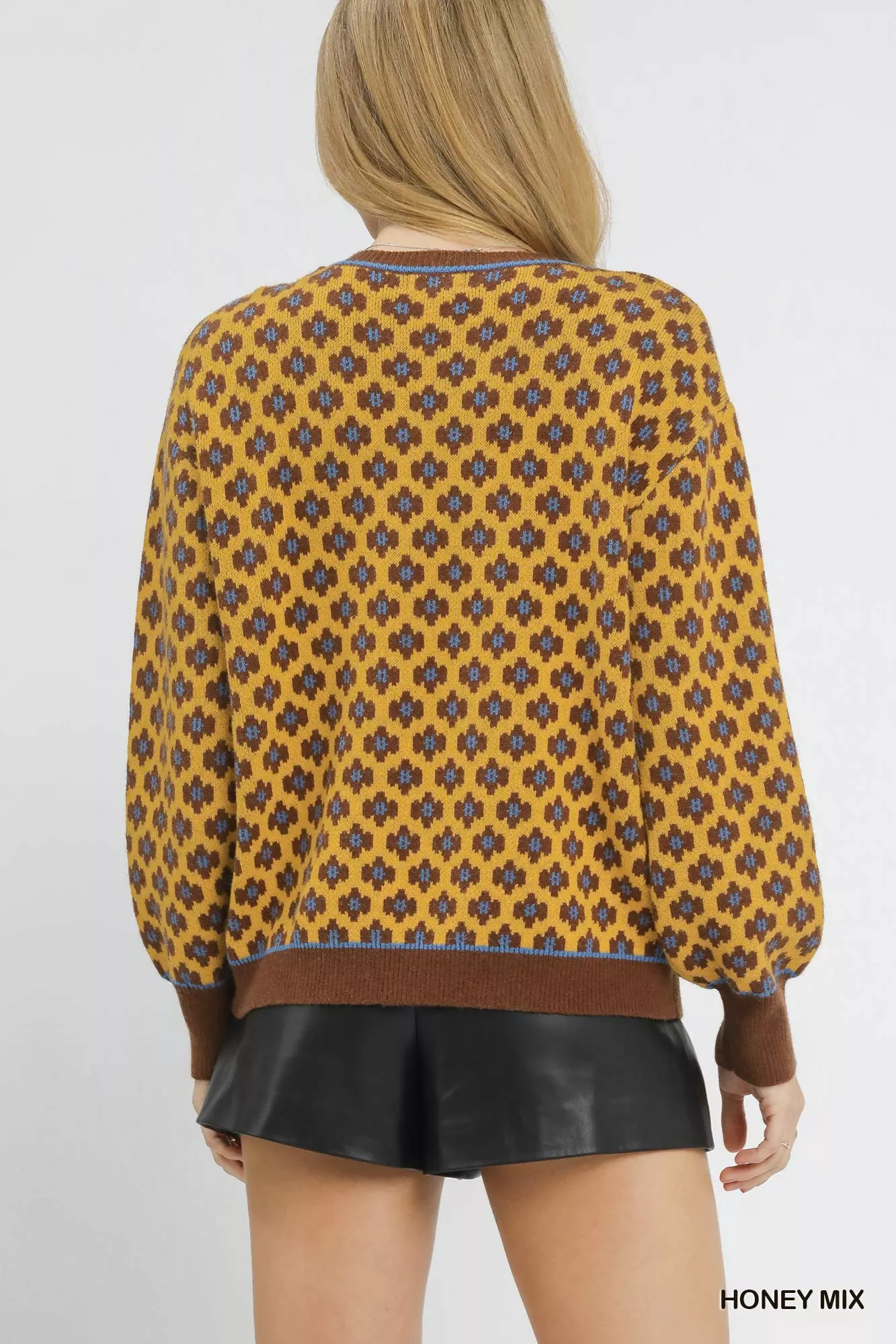 Umgee Abstract Print Crew Neck Sweater - Image 3