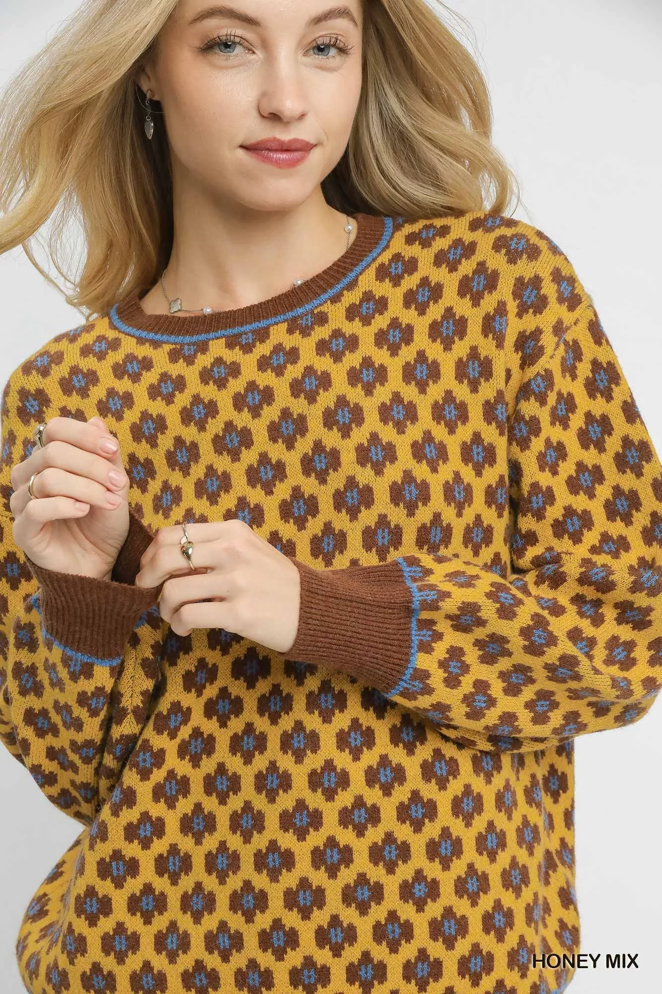 Umgee Abstract Print Crew Neck Sweater - Image 6