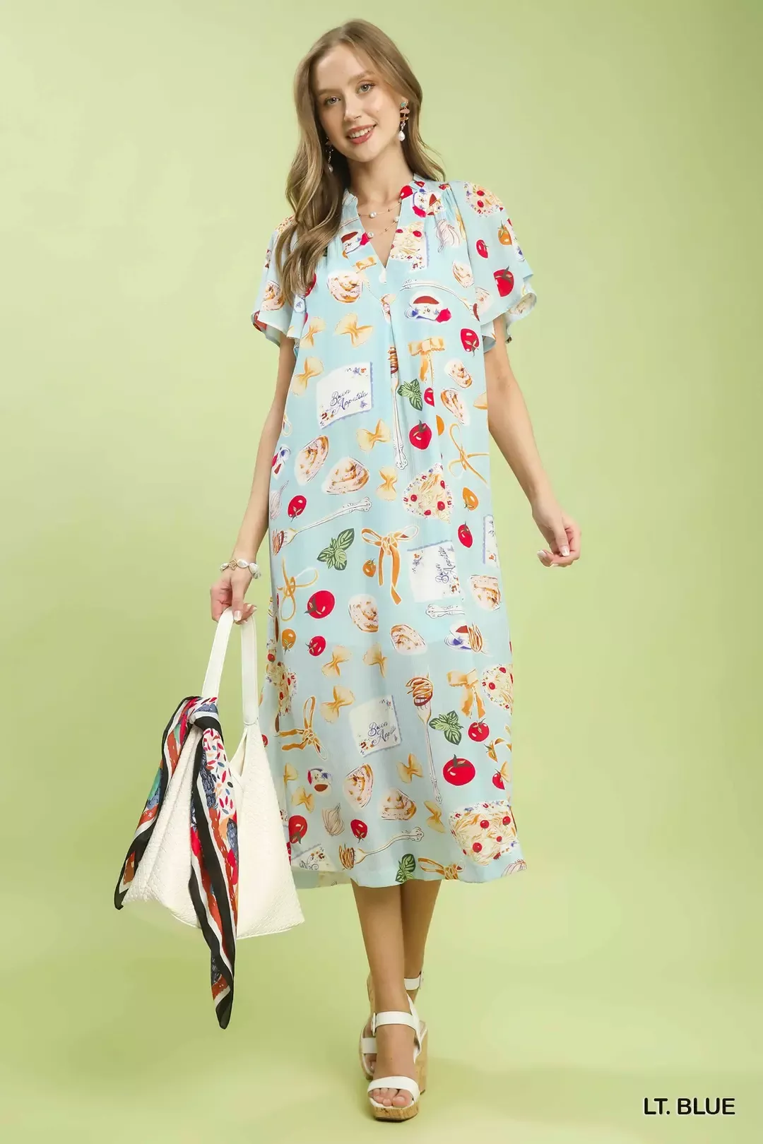 Umgee Abstract Print Flutter Sleeve Midi Dress - Image 5