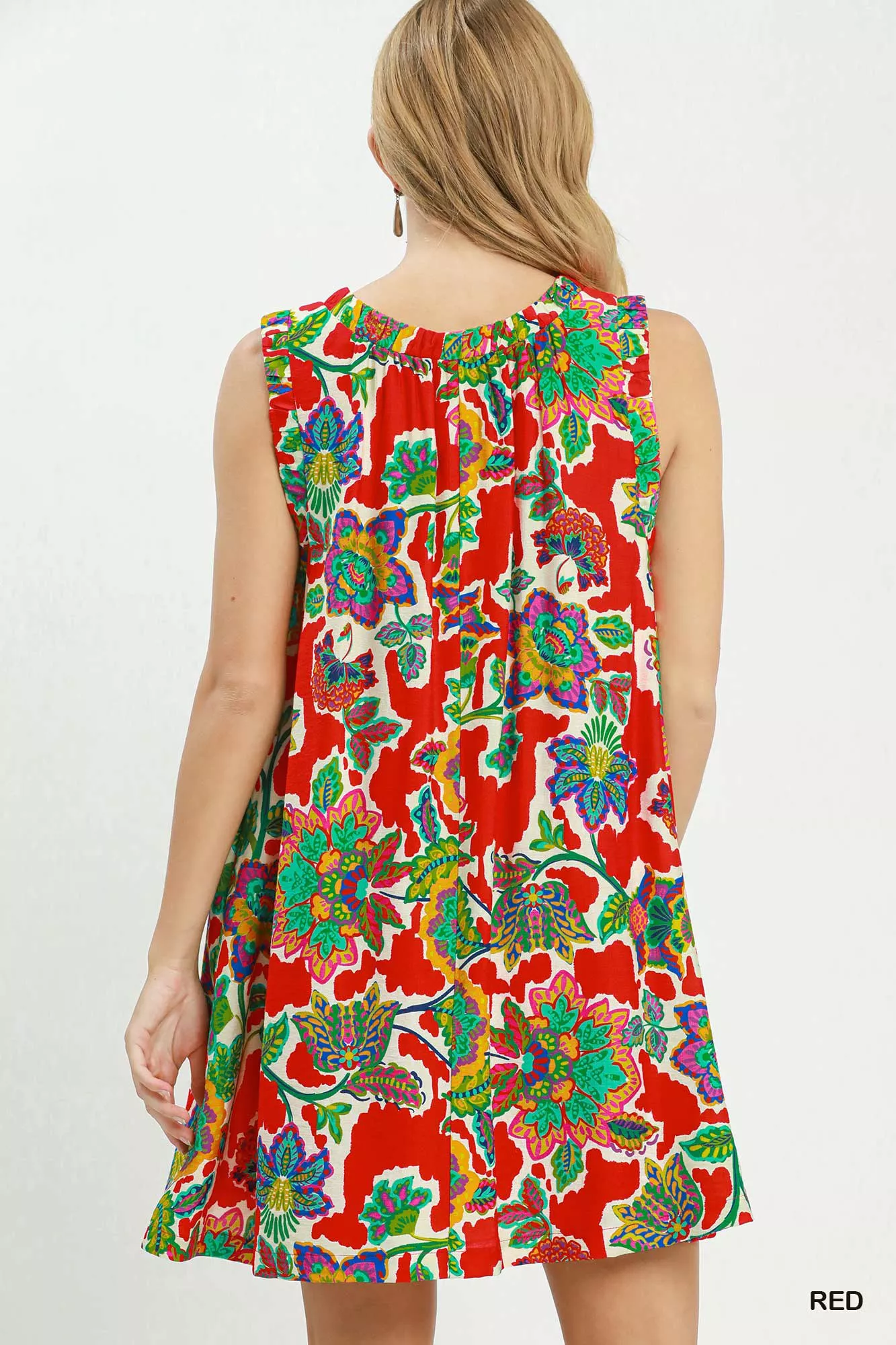 Umgee Abstract Print Sleeveless Shift Dress - Image 3