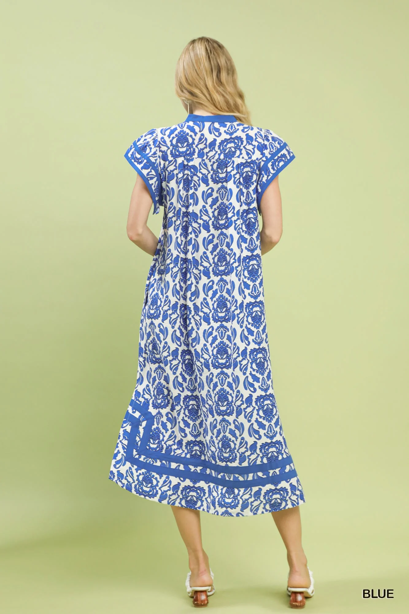 Umgee Abstract Two Tone Print Midi Dress - Image 3