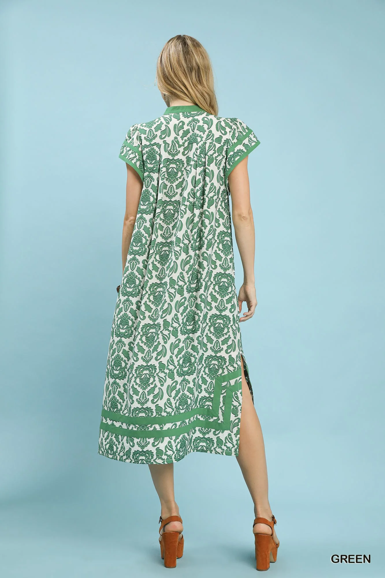 Umgee Abstract Two Tone Print Midi Dress - Image 3